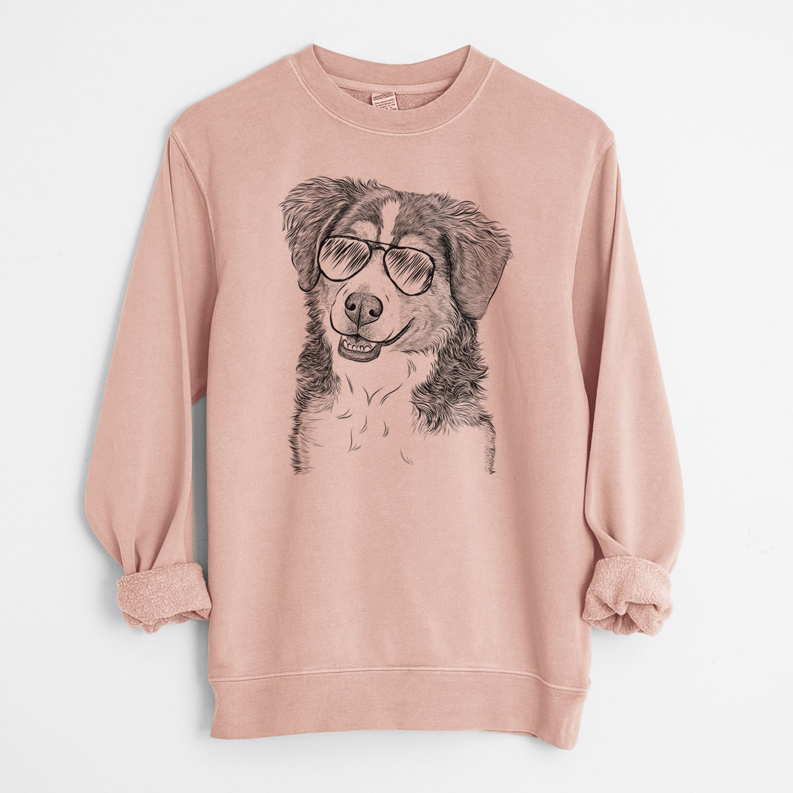 Aviator Molly the Miniature Bernedoodle - Unisex Pigment Dyed Crew Sweatshirt