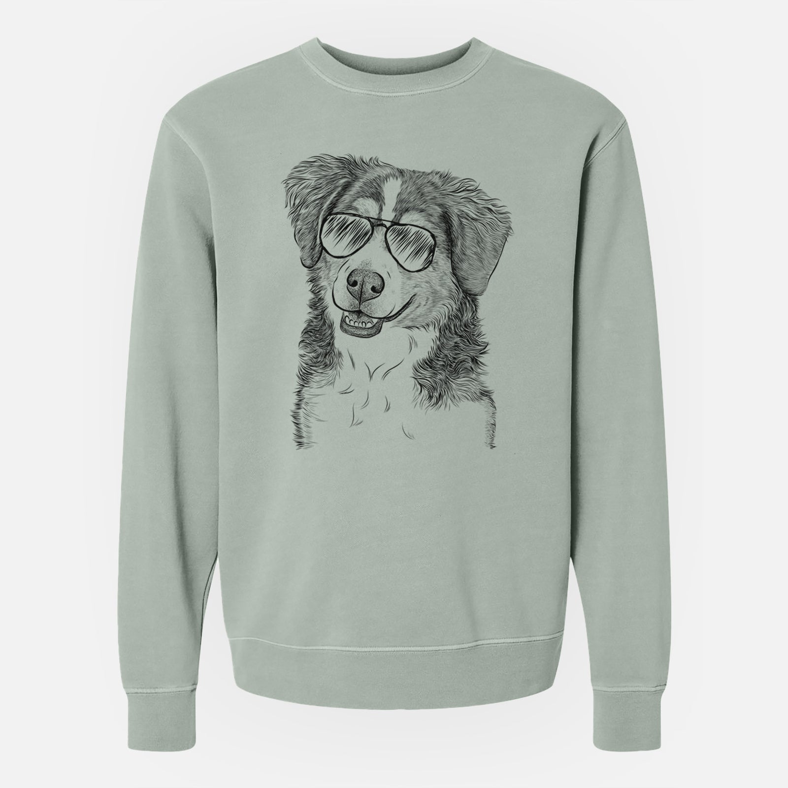 Aviator Molly the Miniature Bernedoodle - Unisex Pigment Dyed Crew Sweatshirt