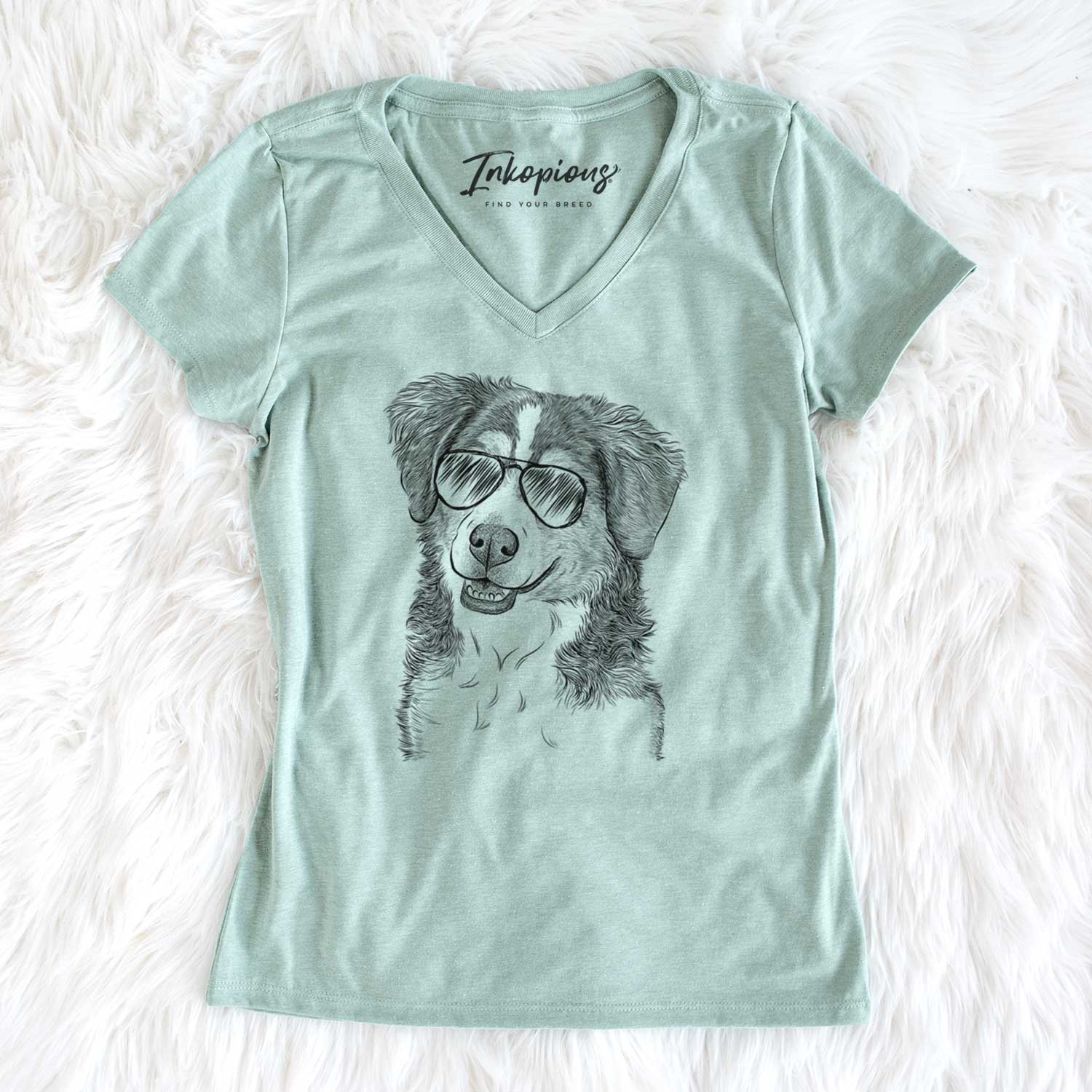 Aviator Molly the Miniature Bernedoodle - Women's V-neck Shirt