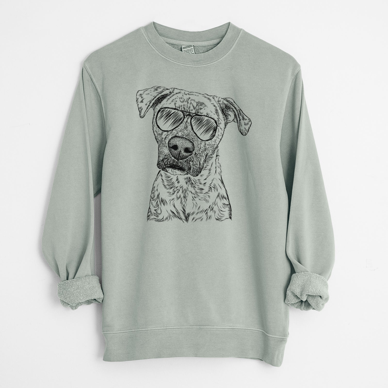 Aviator Monster Baby the Pitbull Mix - Unisex Pigment Dyed Crew Sweatshirt