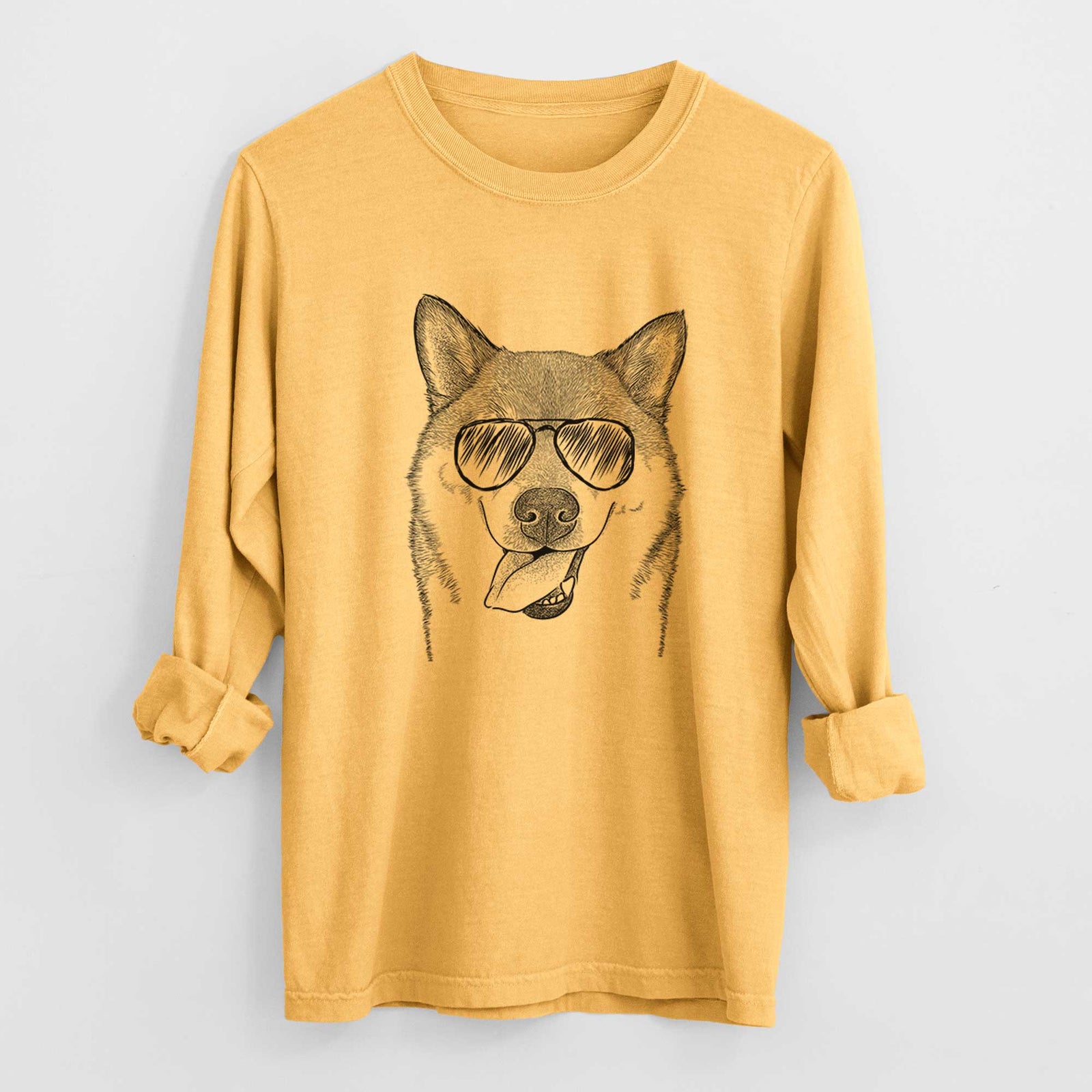 Aviators Mothra the Shiba Inu - Heavyweight 100% Cotton Long Sleeve