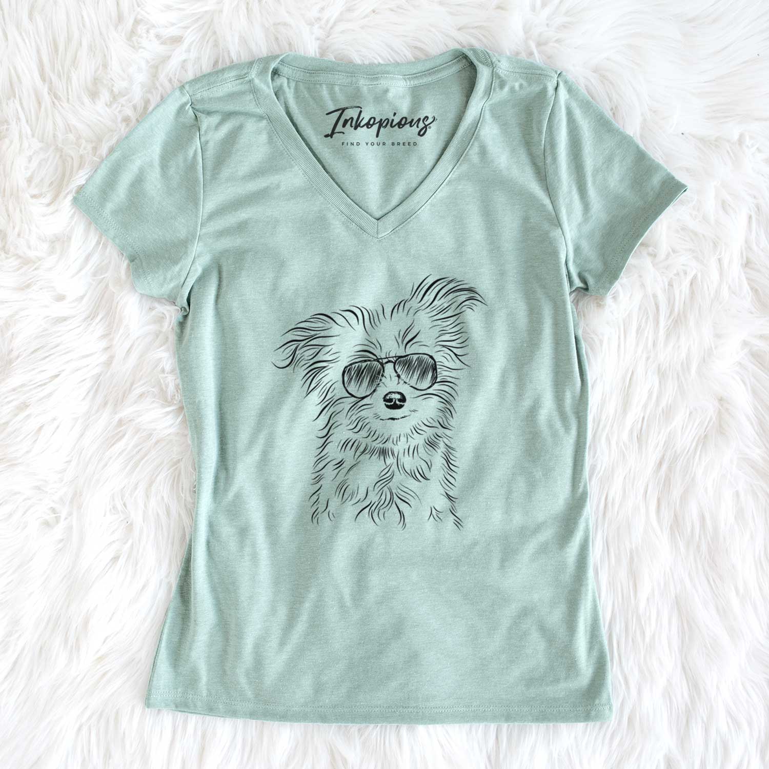 Aviator Mr. Gucci Poochi the Maltese - Women's V-neck Shirt