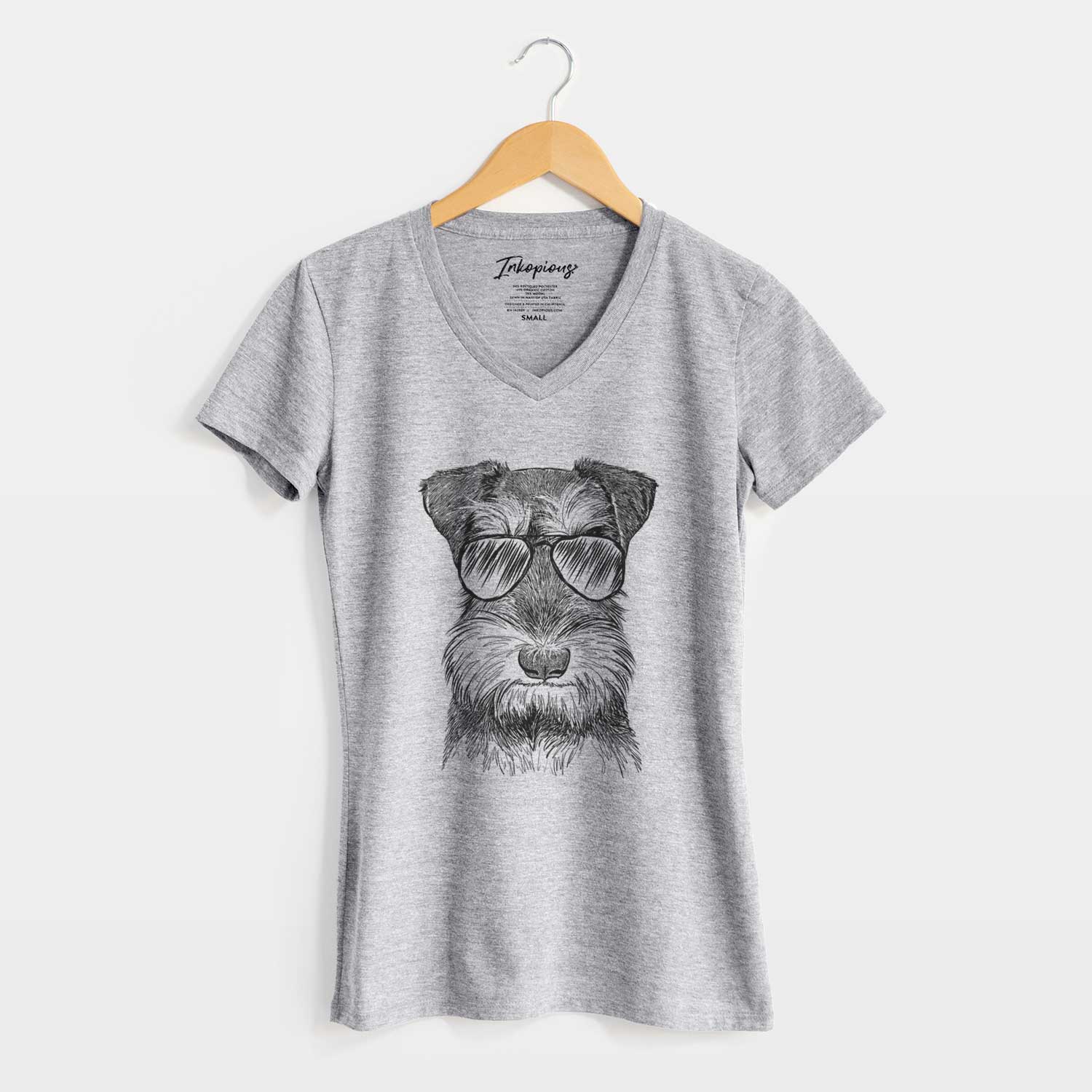 Aviator Murphy the Mini Schnauzer - Women's V-neck Shirt