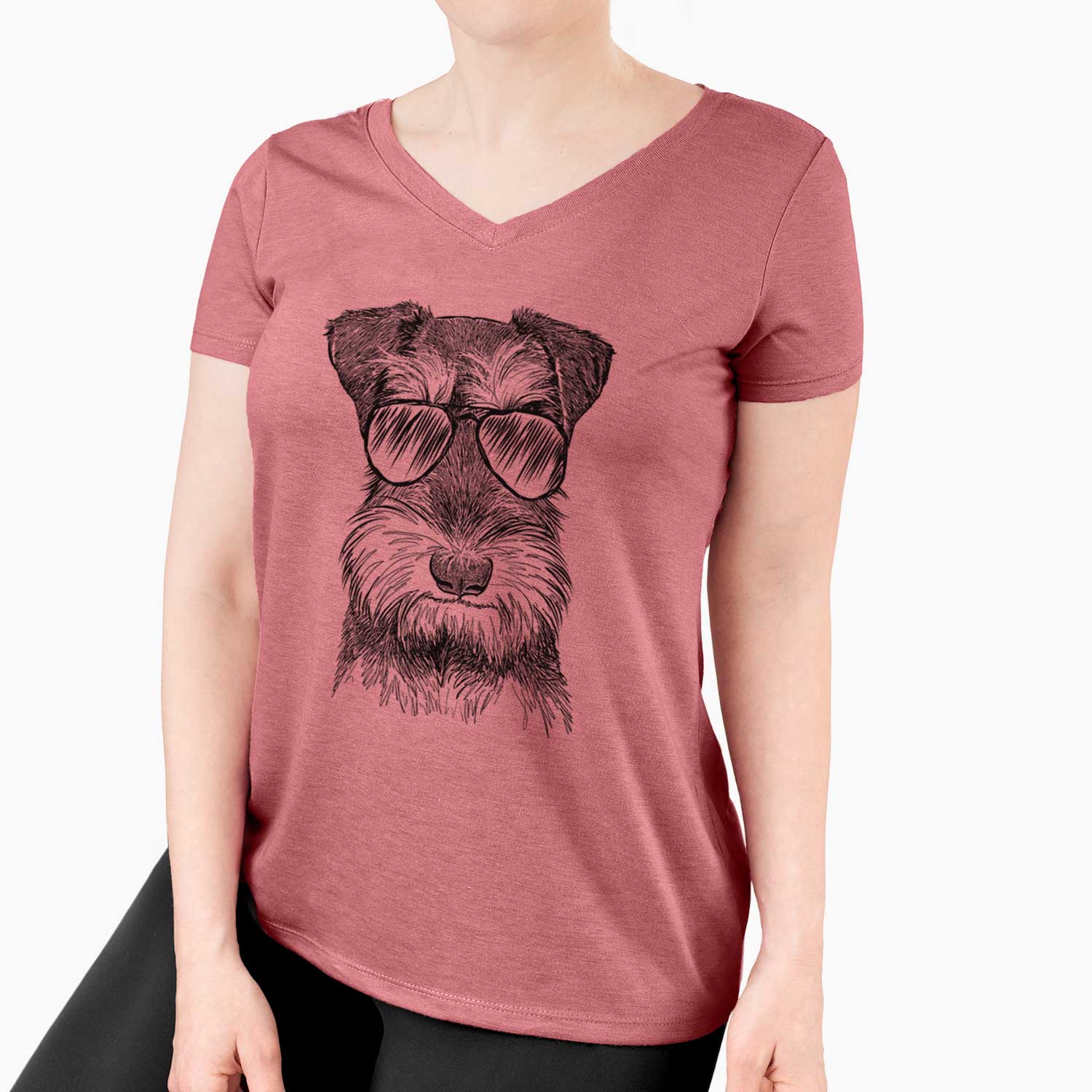 Aviator Murphy the Mini Schnauzer - Women's V-neck Shirt