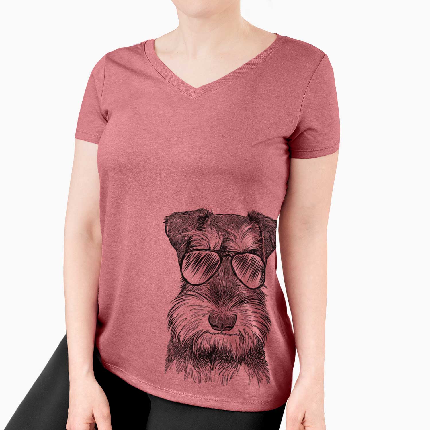 Aviator Murphy the Mini Schnauzer - Women's V-neck Shirt
