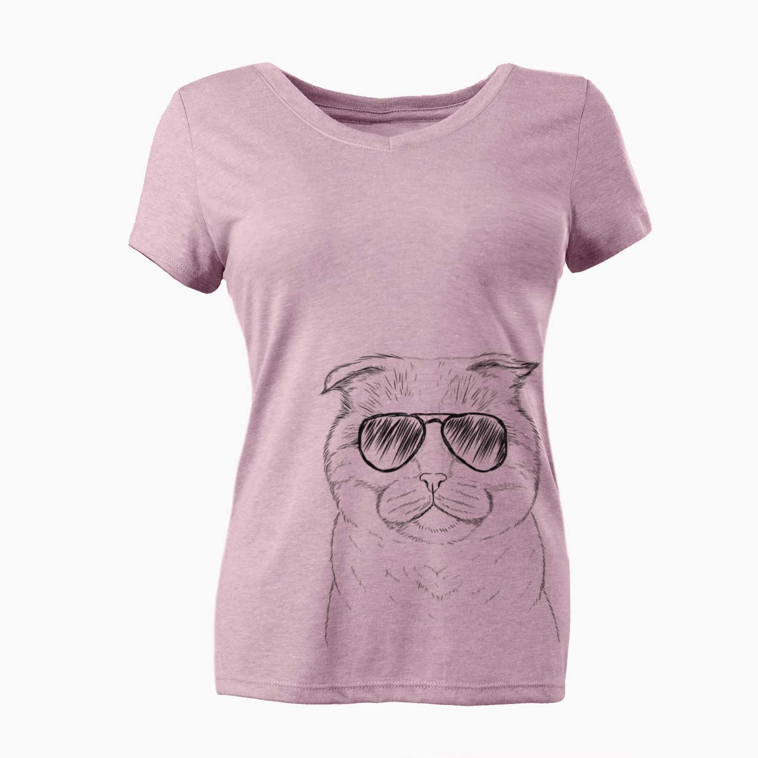 Aviator Neko the Scottish Fold Cat - Women's V-neck Shirt