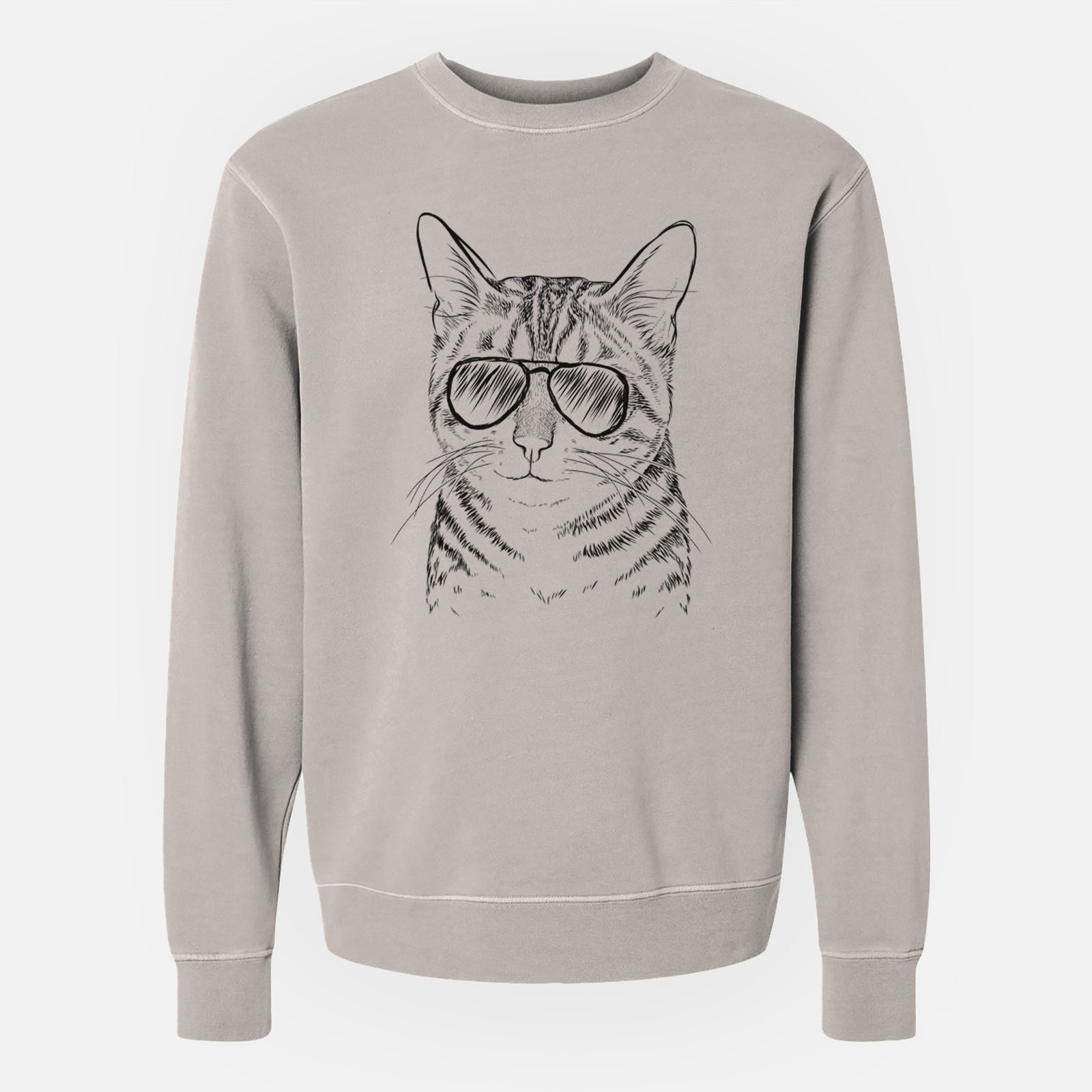 Aviator Nell the Tabby Cat - Unisex Pigment Dyed Crew Sweatshirt