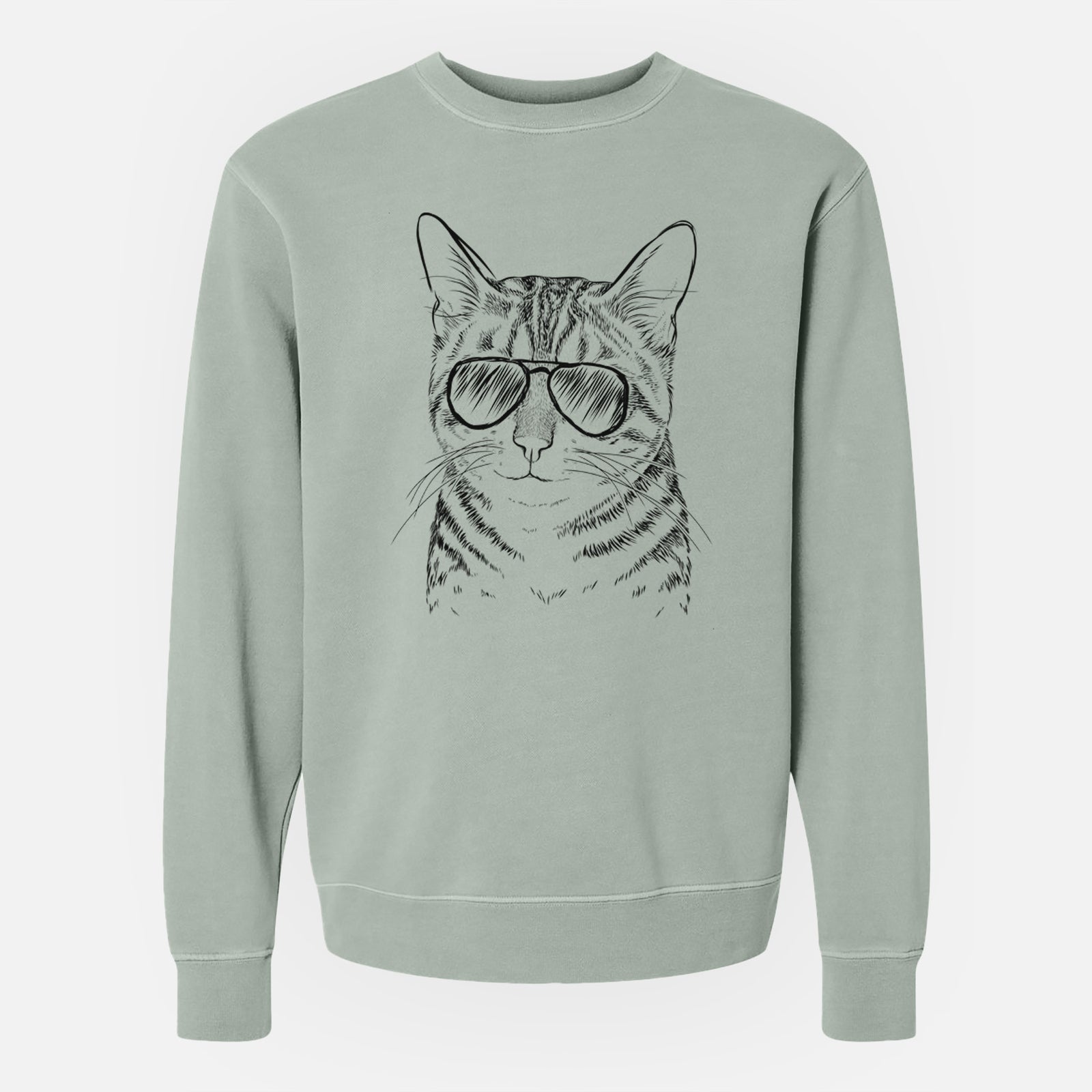 Aviator Nell the Tabby Cat - Unisex Pigment Dyed Crew Sweatshirt