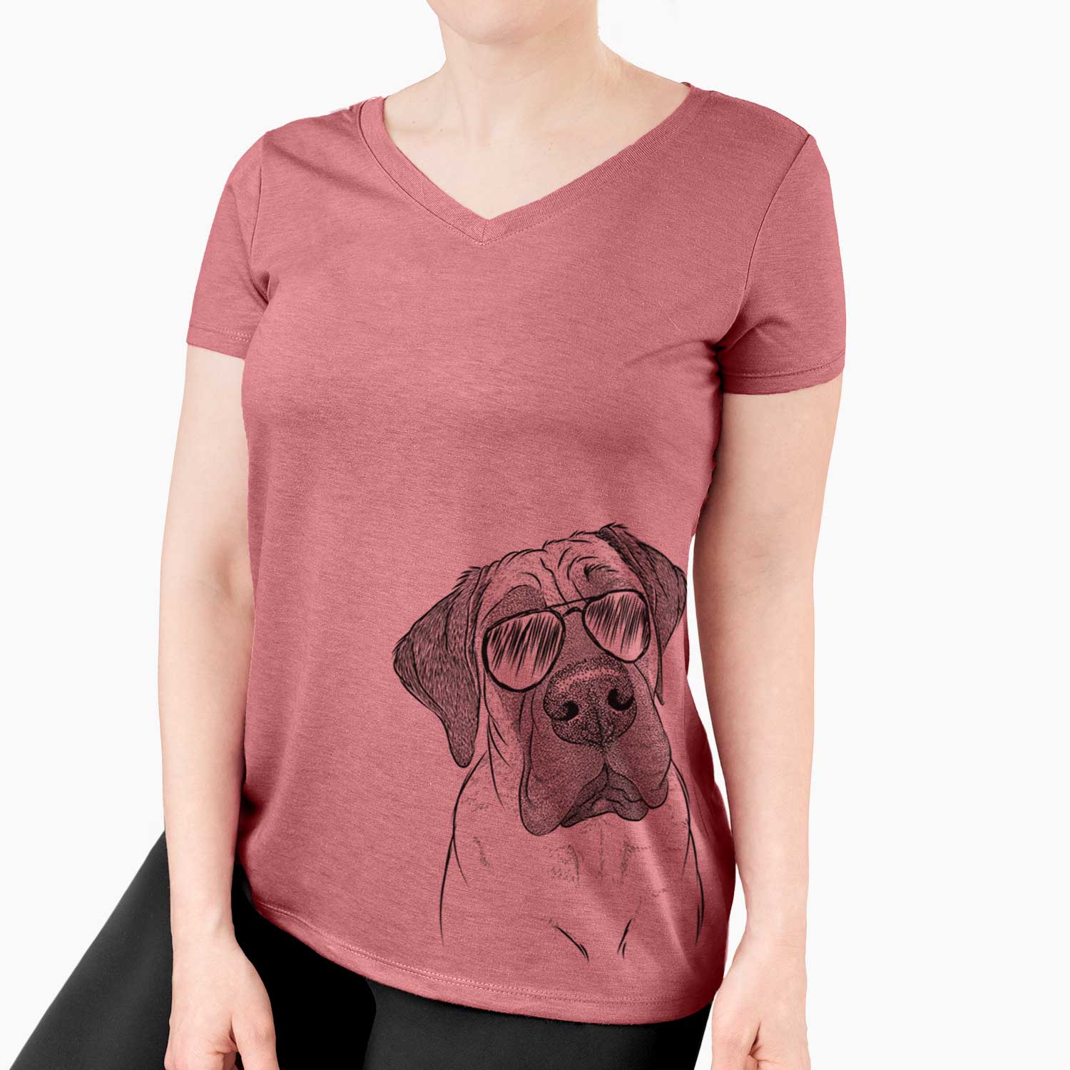Aviator Nutterbutter the English Mastiff - Women's V-neck Shirt