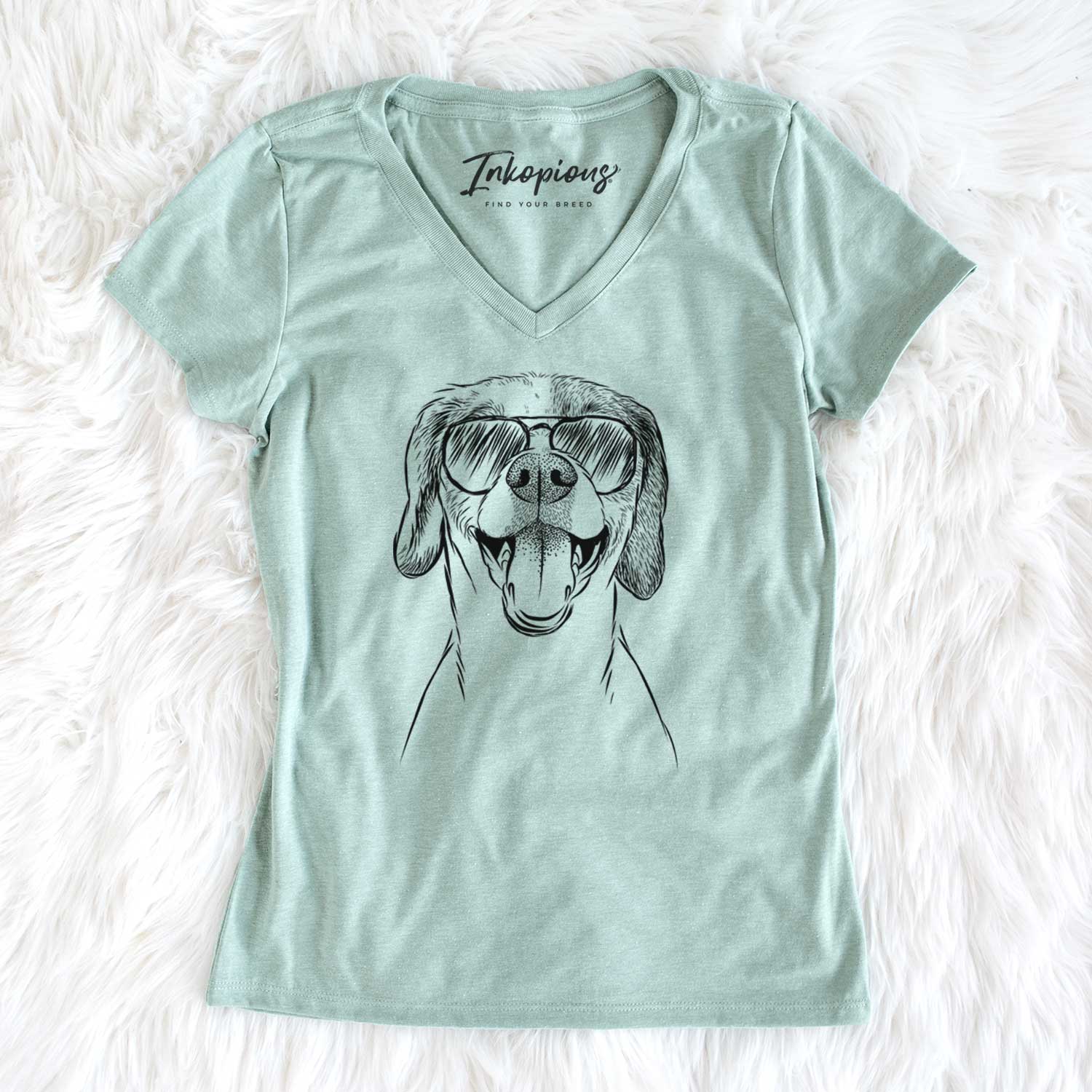 Aviator Obi the Beagle Mix - Women's V-neck Shirt