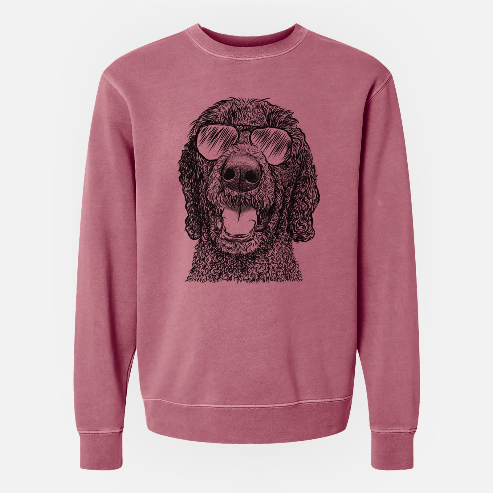 Aviator Obi James the Goldendoodle - Unisex Pigment Dyed Crew Sweatshirt