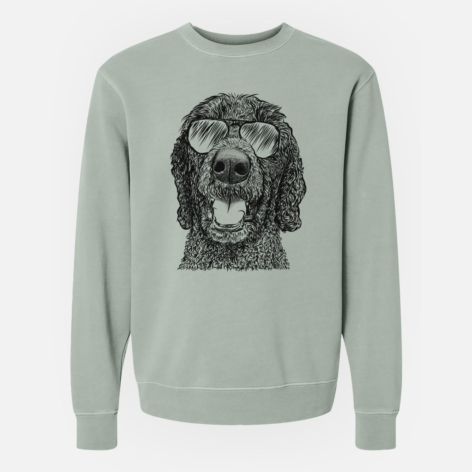 Aviator Obi James the Goldendoodle - Unisex Pigment Dyed Crew Sweatshirt