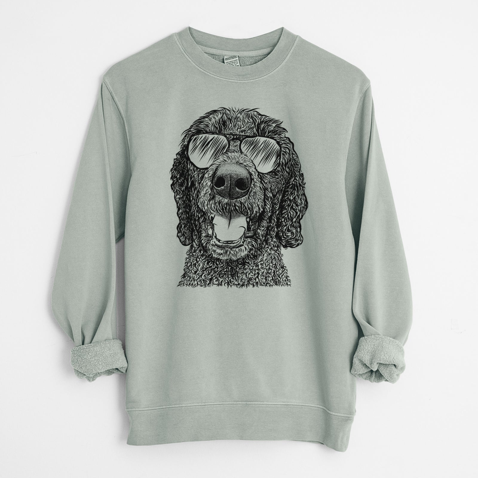 Aviator Obi James the Goldendoodle - Unisex Pigment Dyed Crew Sweatshirt