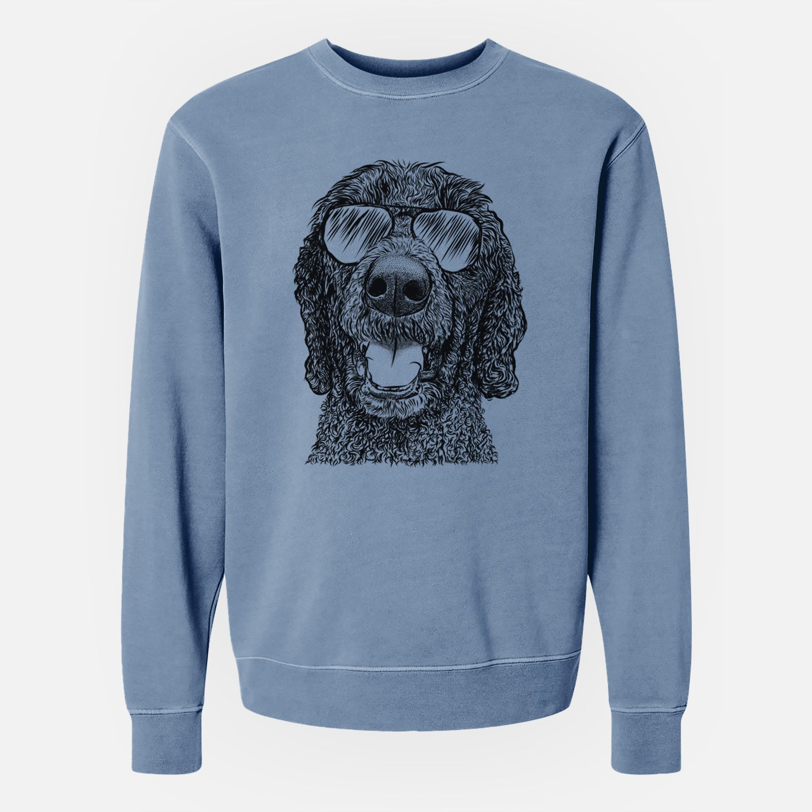 Aviator Obi James the Goldendoodle - Unisex Pigment Dyed Crew Sweatshirt
