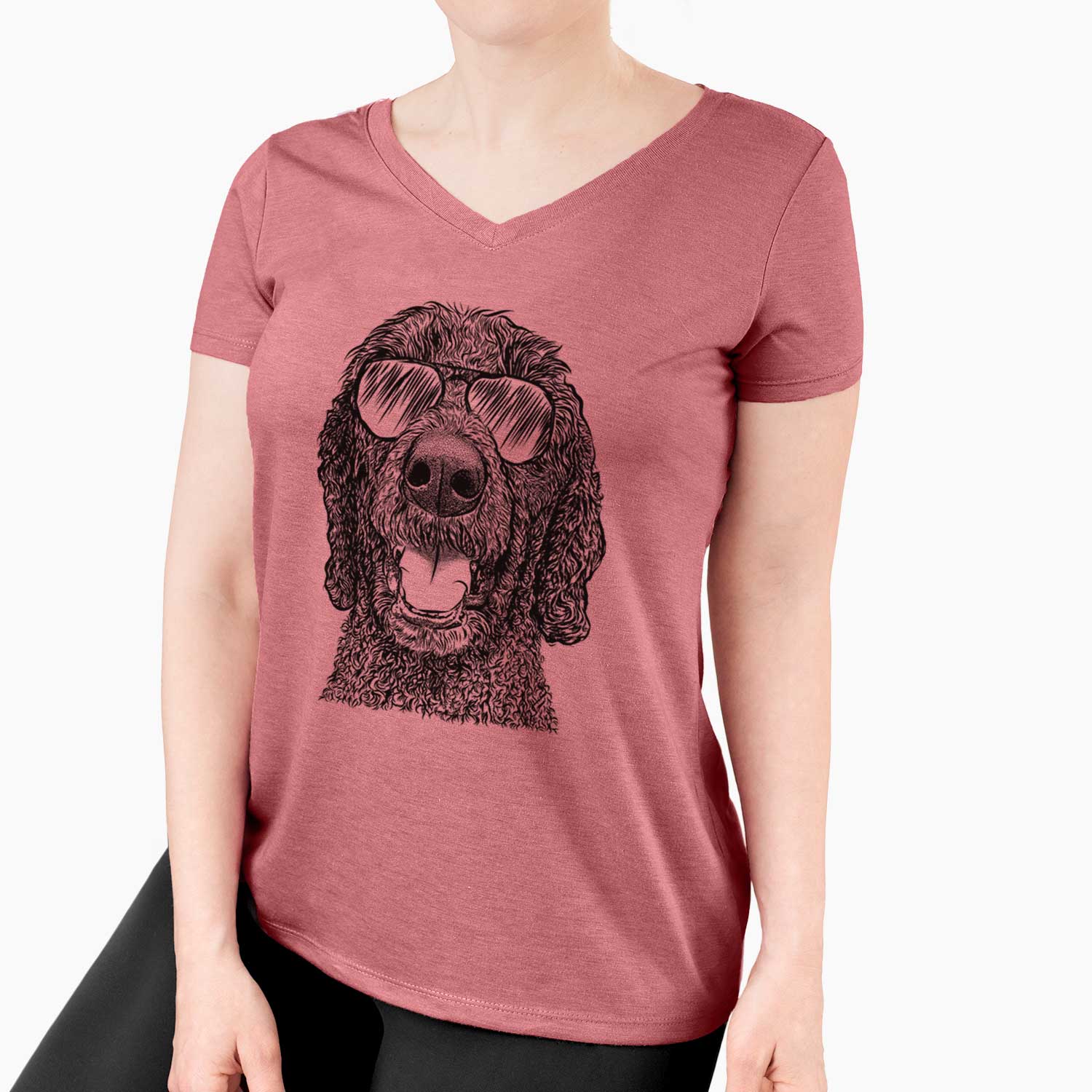 Aviator Obi James the Goldendoodle - Women's V-neck Shirt