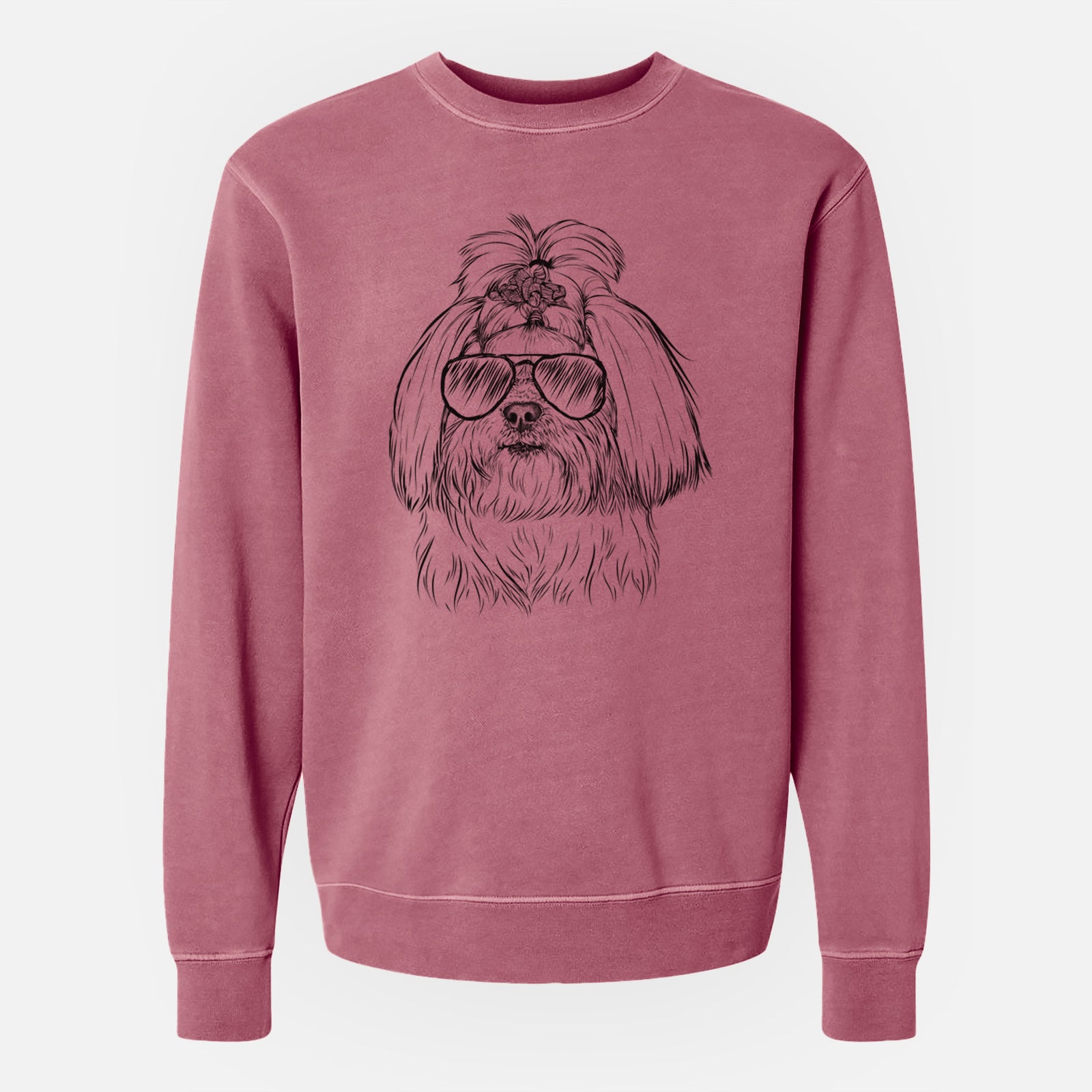 Aviator Olga the Shih Tzu - Unisex Pigment Dyed Crew Sweatshirt