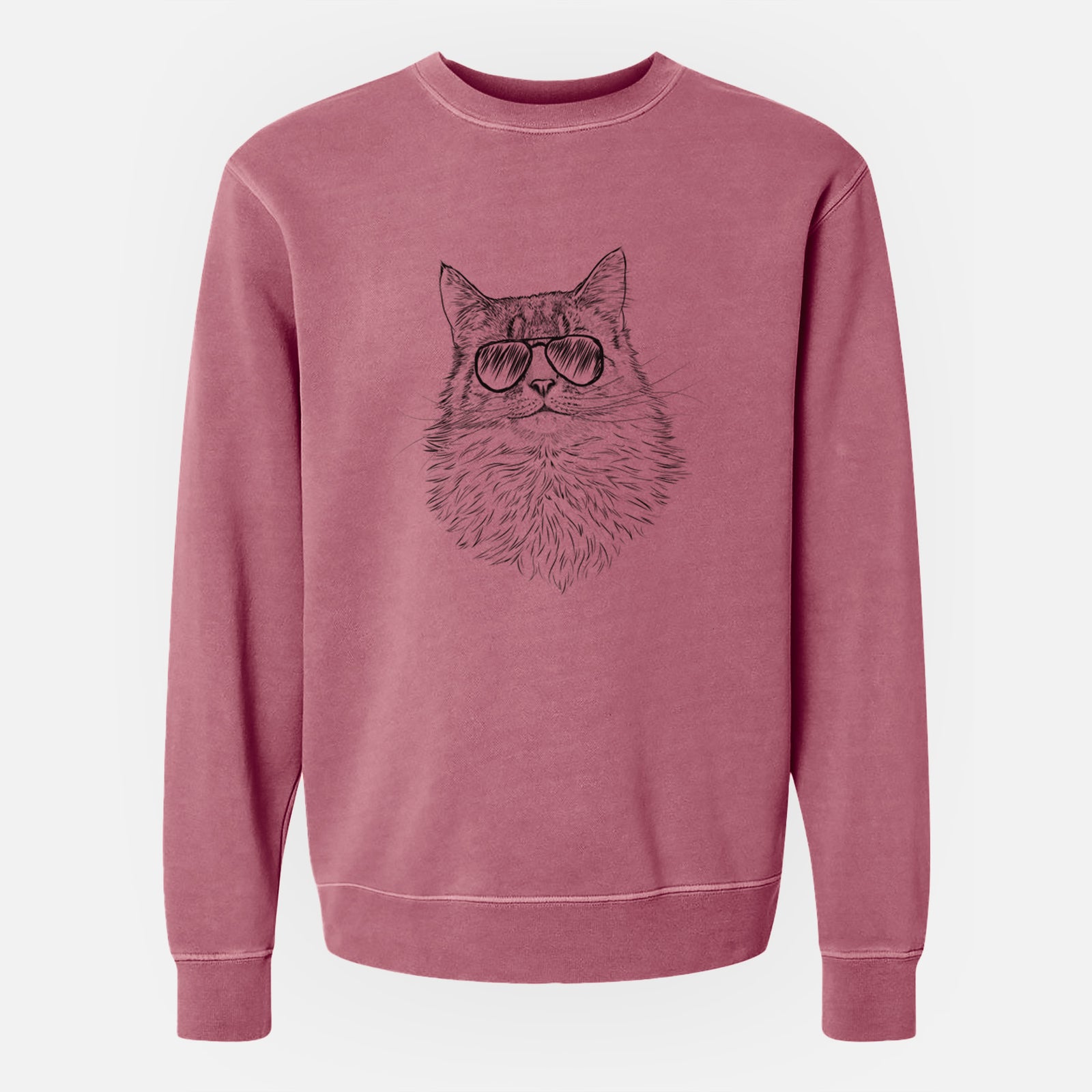 Aviator Olive the Cat - Unisex Pigment Dyed Crew Sweatshirt