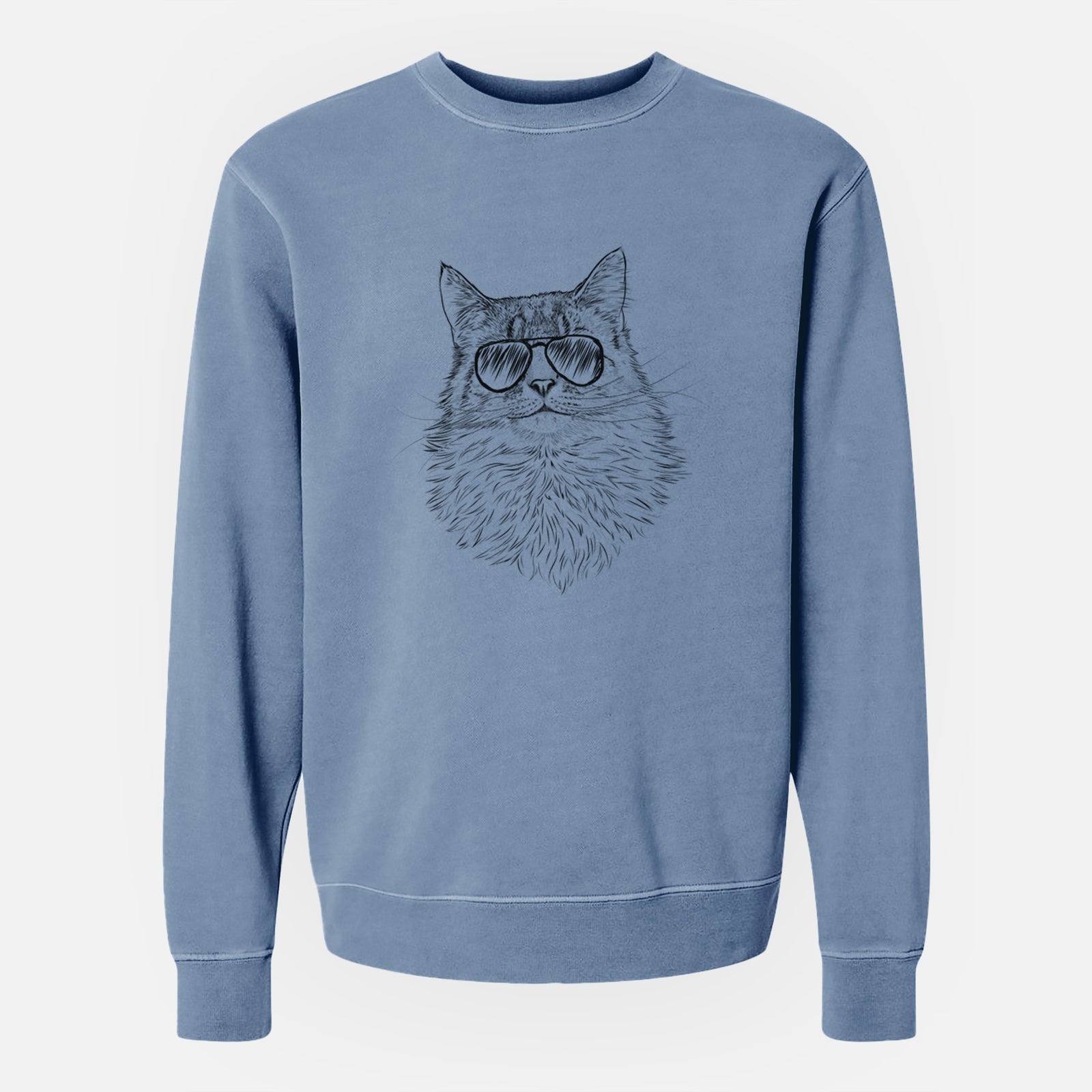 Aviator Olive the Cat - Unisex Pigment Dyed Crew Sweatshirt