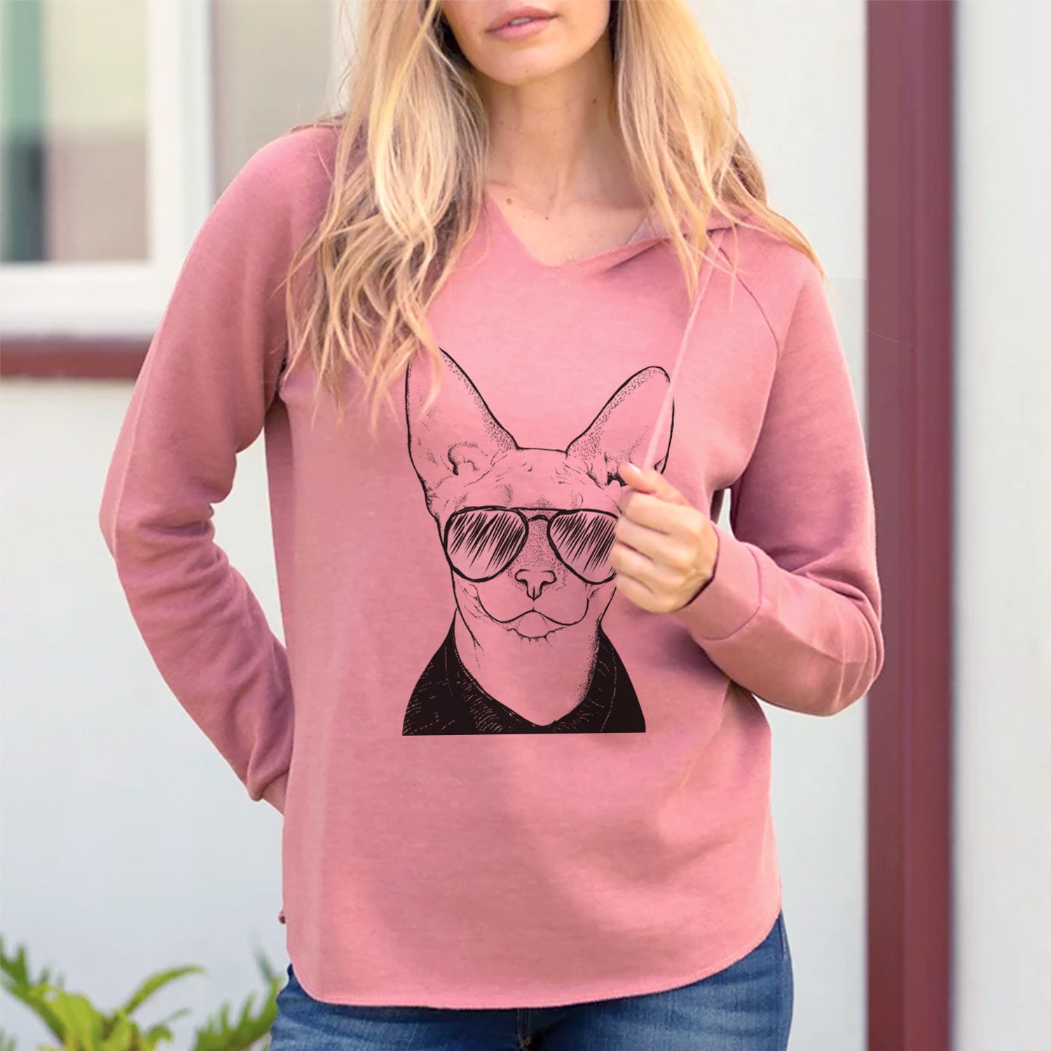 Aviator Oliver Watson the Sphynx Cat - Cali Wave Hooded Sweatshirt
