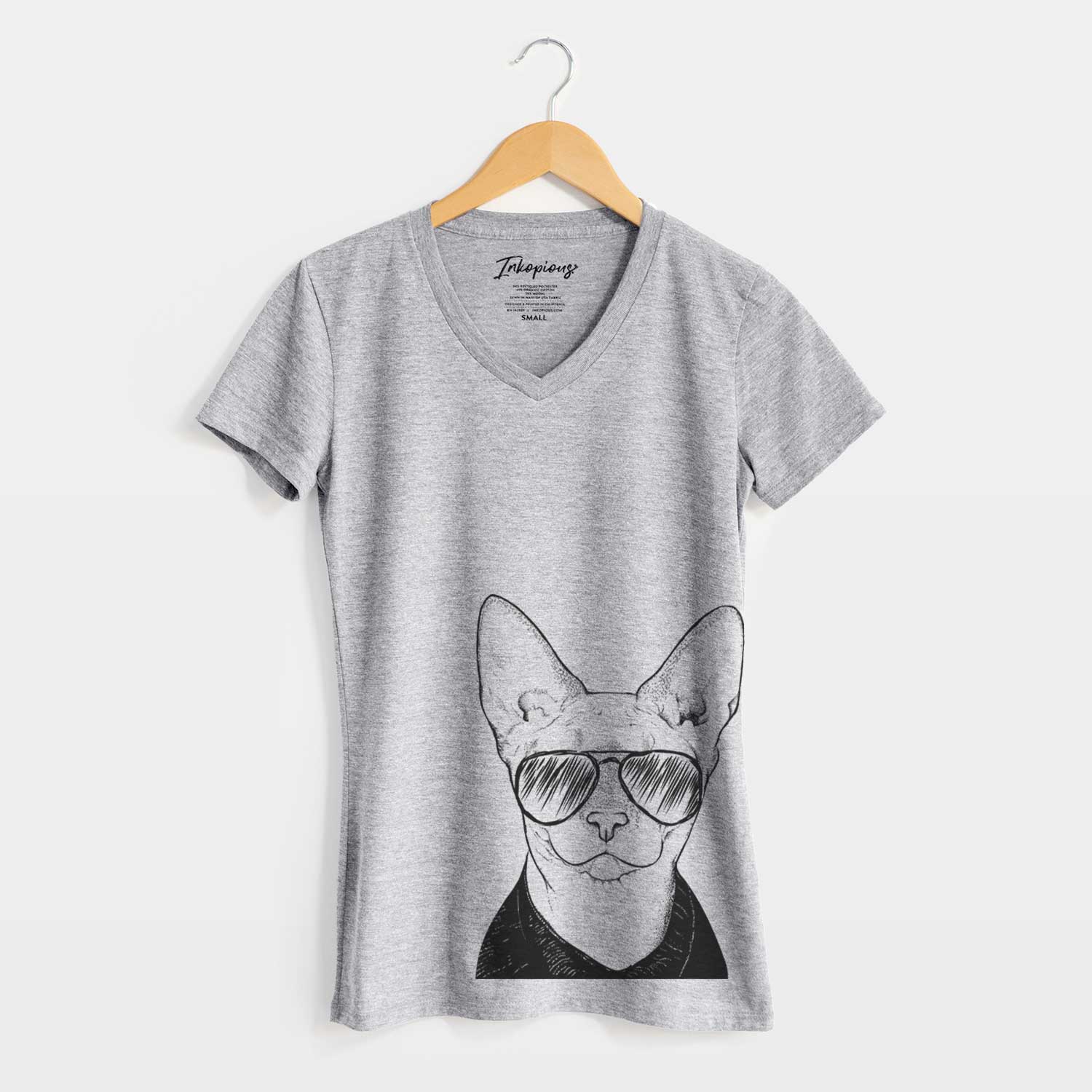 Aviator Oliver Watson the Sphynx Cat - Women's V-neck Shirt