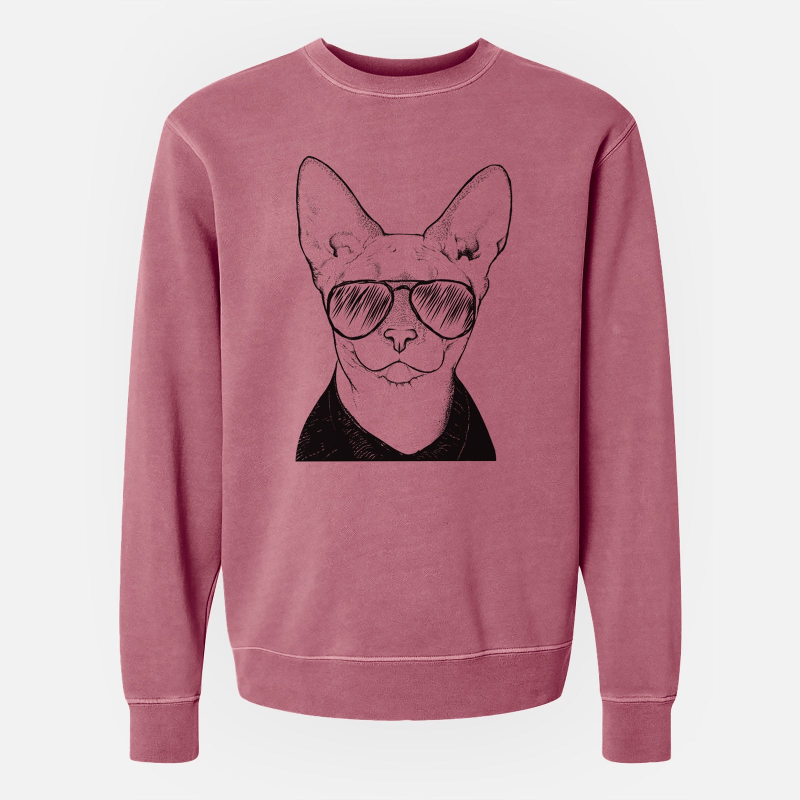Aviator Oliver Watson the Sphynx Cat - Unisex Pigment Dyed Crew Sweatshirt