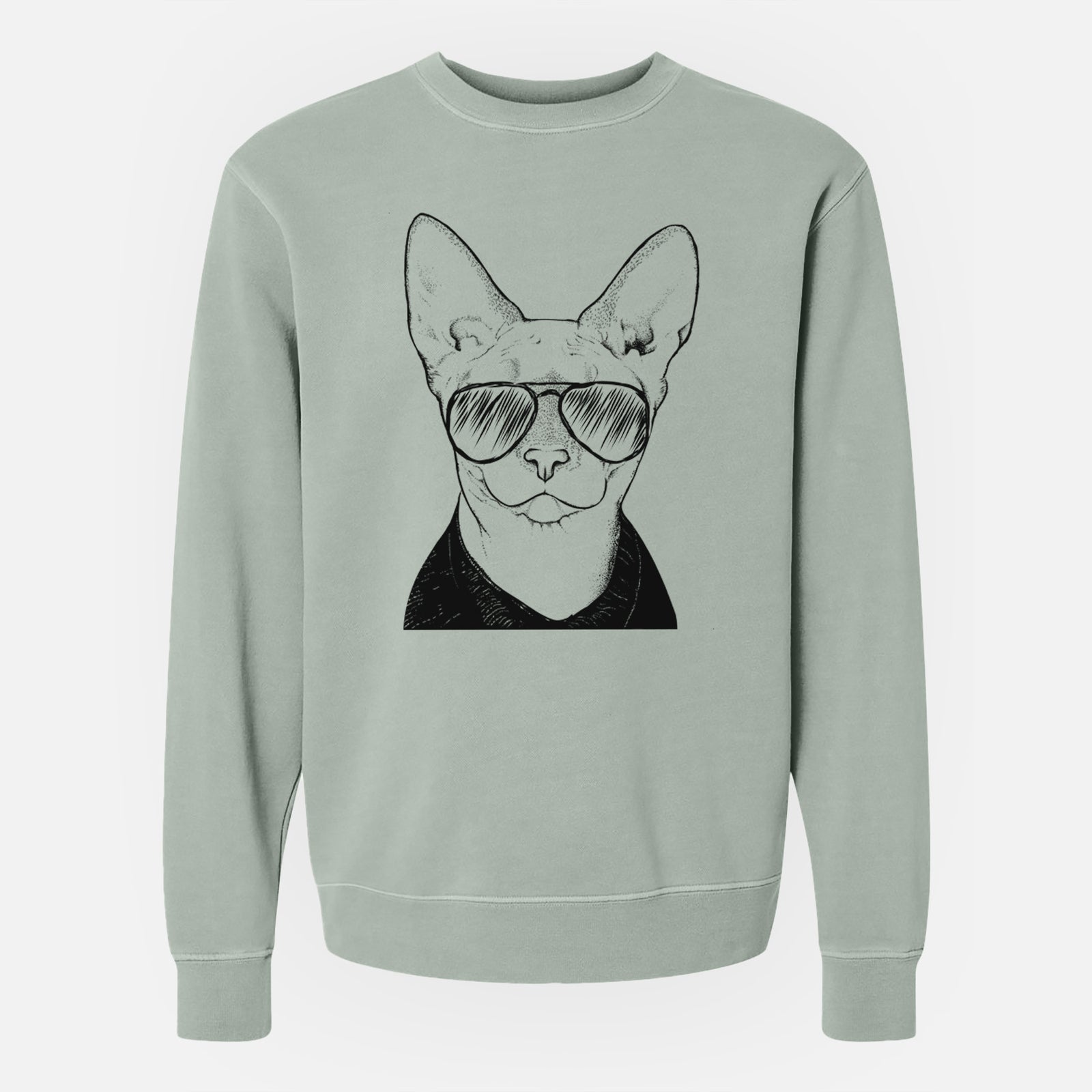 Aviator Oliver Watson the Sphynx Cat - Unisex Pigment Dyed Crew Sweatshirt
