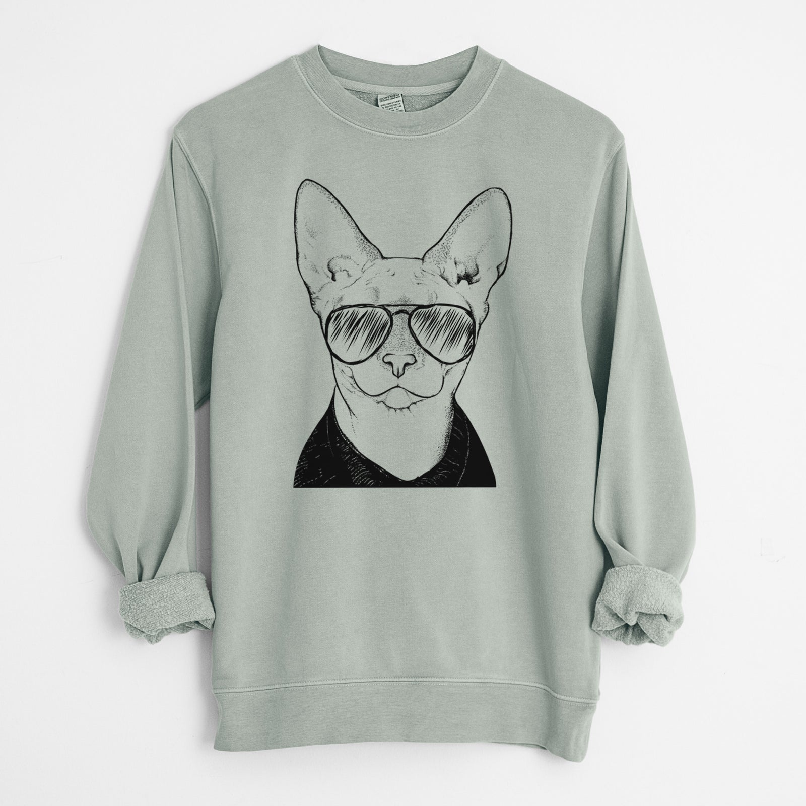 Aviator Oliver Watson the Sphynx Cat - Unisex Pigment Dyed Crew Sweatshirt