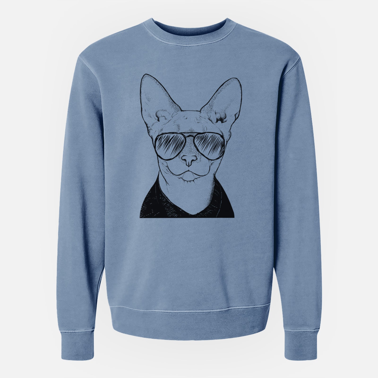 Aviator Oliver Watson the Sphynx Cat - Unisex Pigment Dyed Crew Sweatshirt