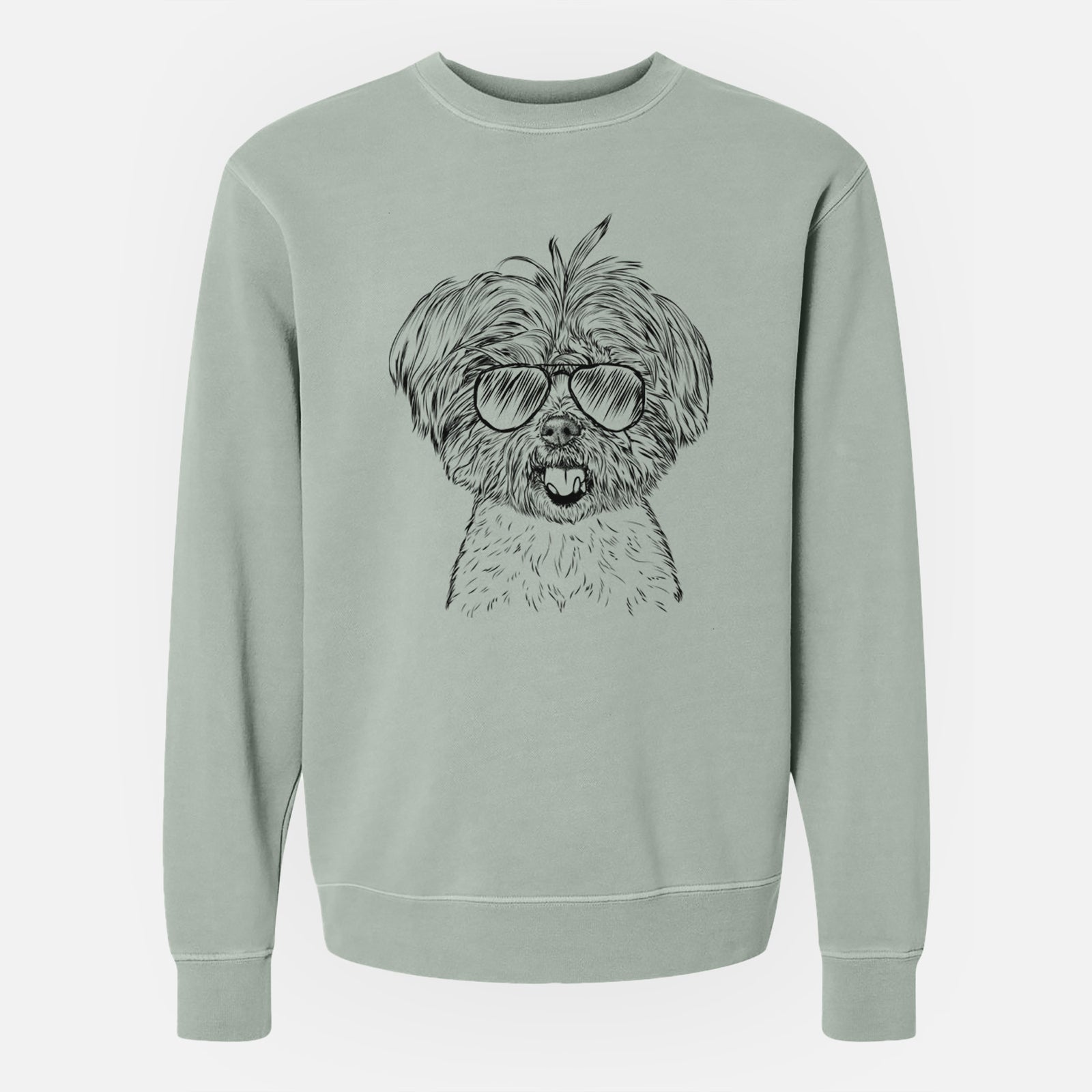 Aviator Oliver the Yorkie Mix - Unisex Pigment Dyed Crew Sweatshirt