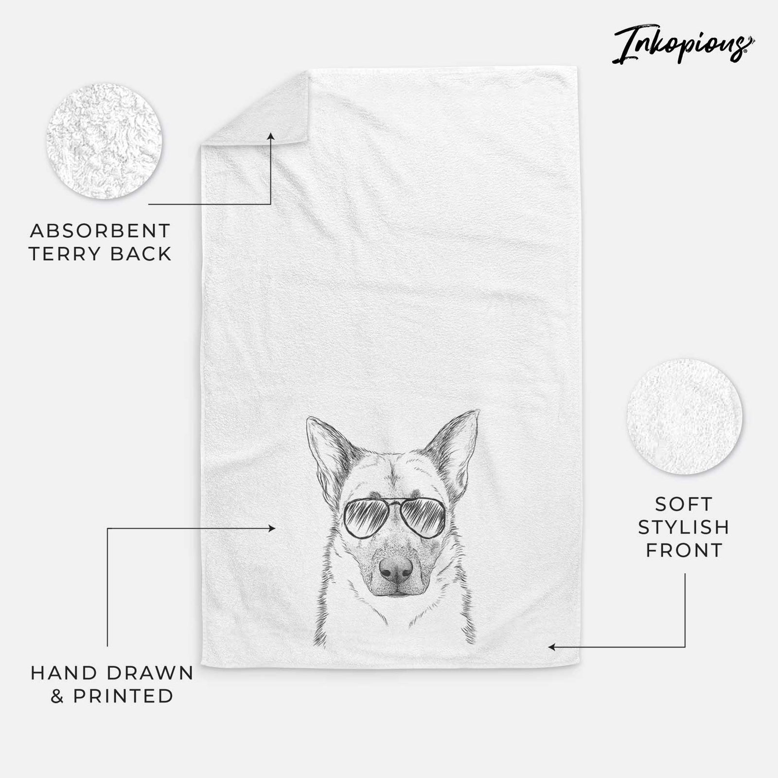 Oliverno the German Shepherd Decorative Hand Towel