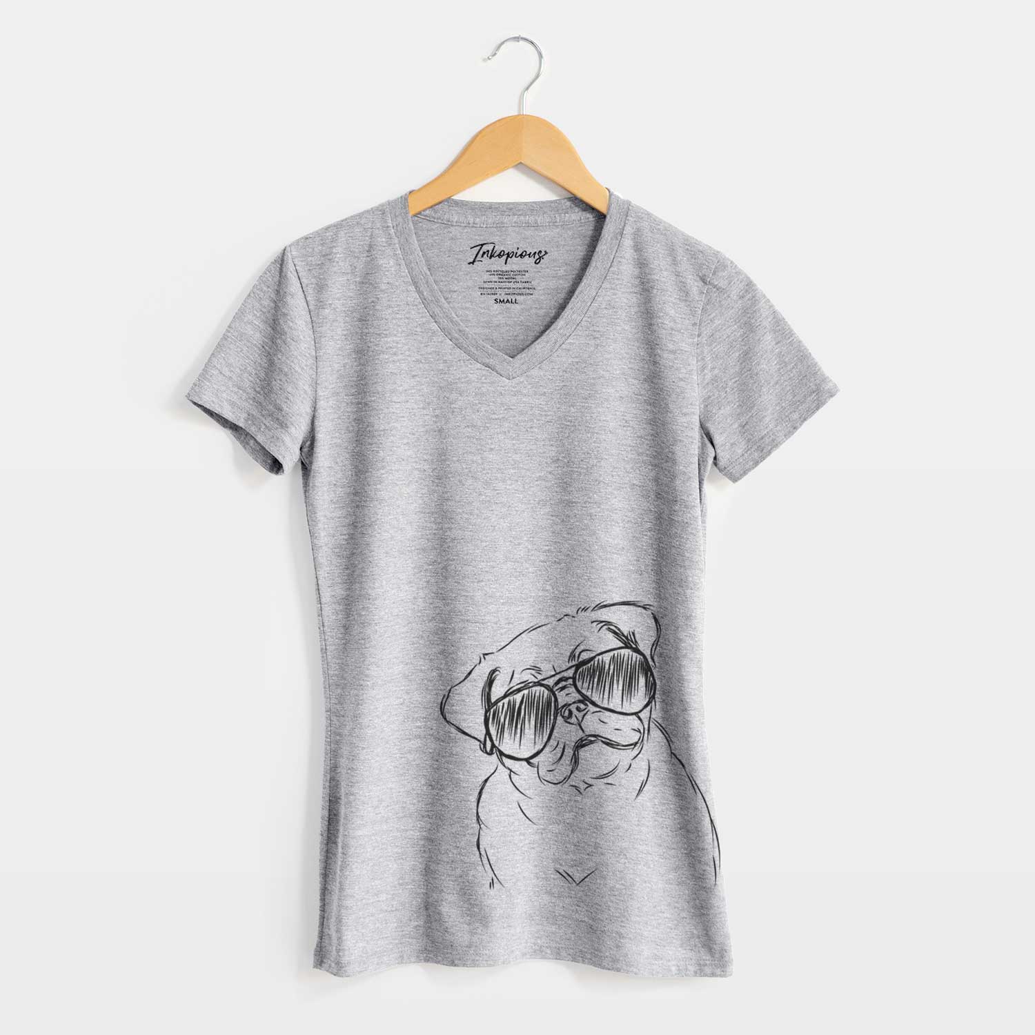 Aviator Otis the Pug - Women's V-neck Shirt