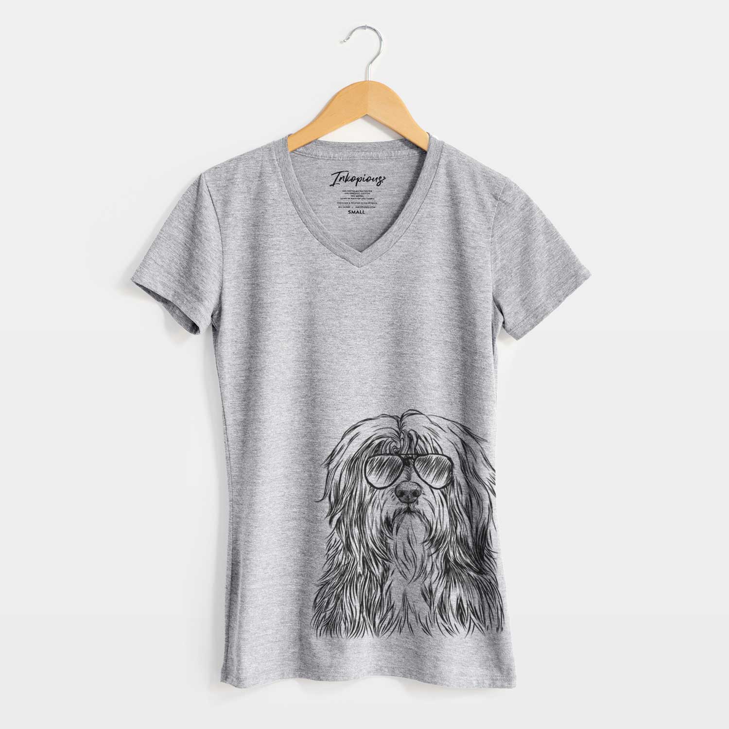 Aviator Otto the Polish Lowland Sheepdog - Women's V-neck Shirt
