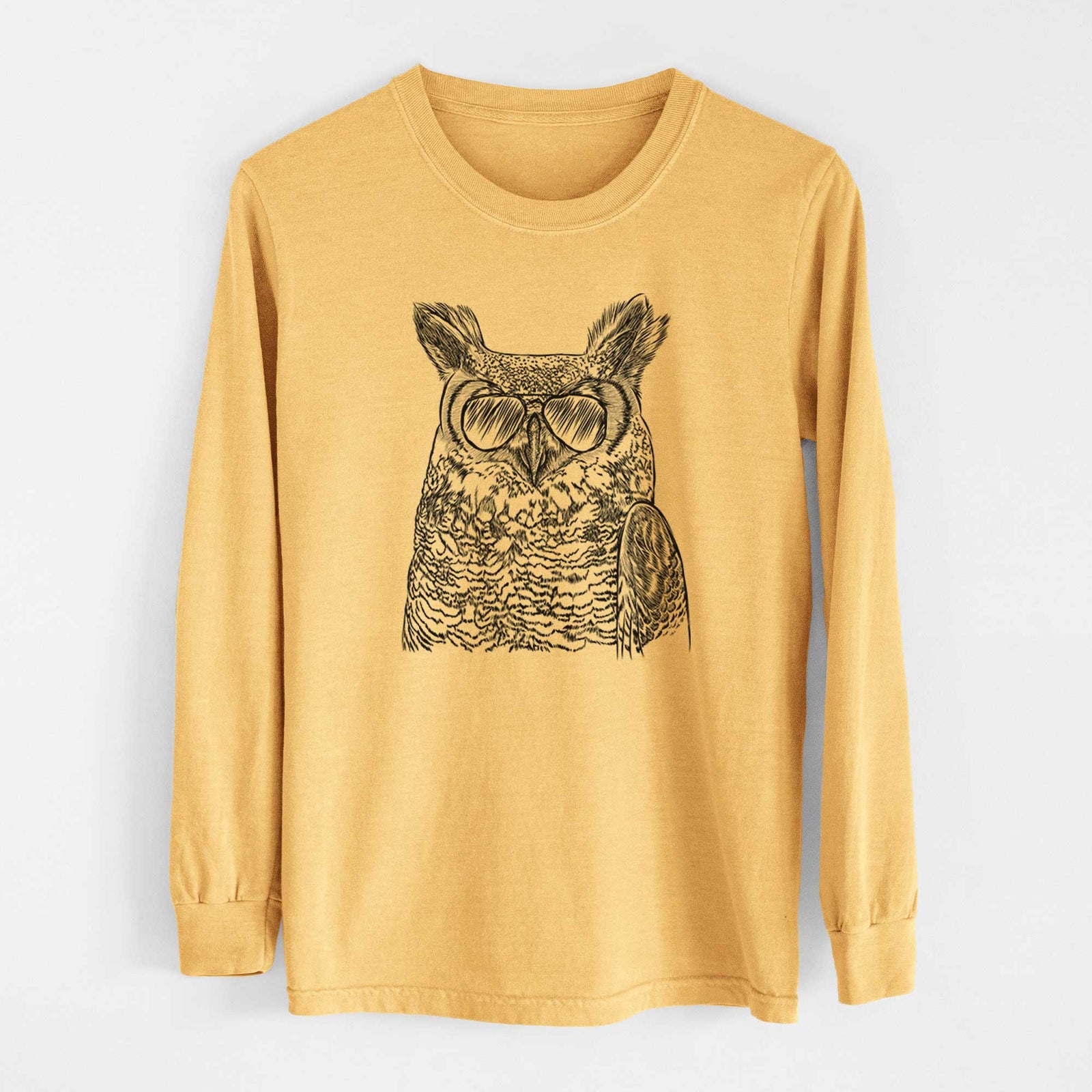 Aviators Ozwald the Grey Horned Owl - Heavyweight 100% Cotton Long Sleeve