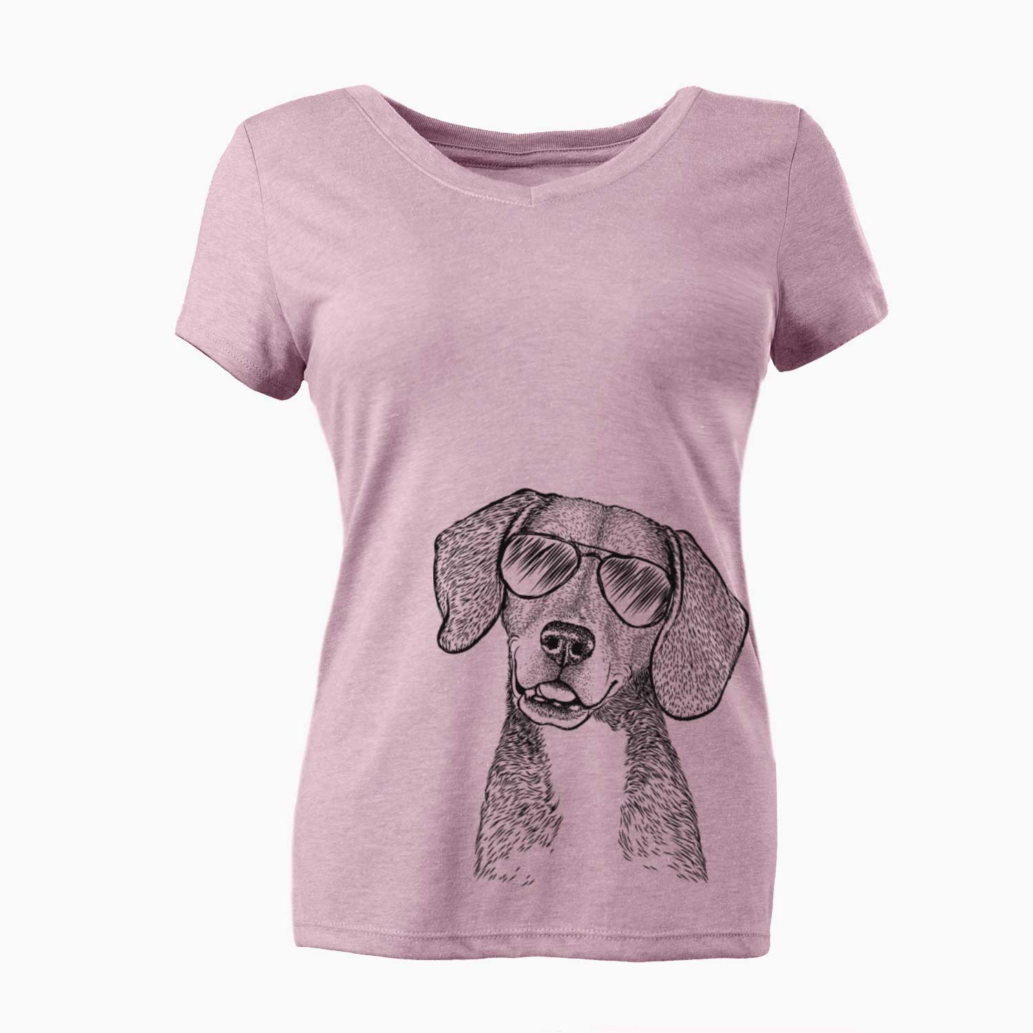 Aviator Piggy the Beagle Mix - Women's V-neck Shirt