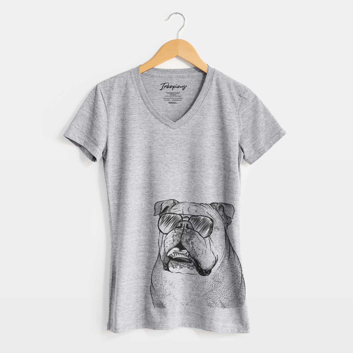Aviator Piggy the English Bulldog - Women's V-neck Shirt