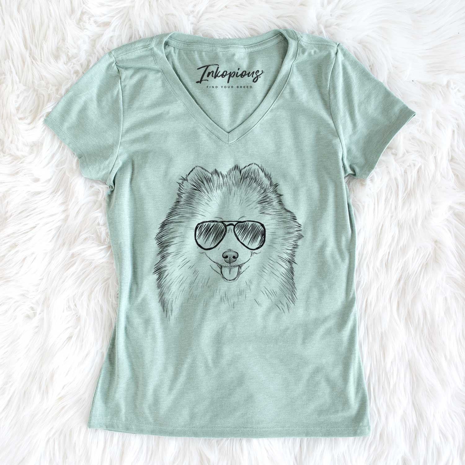 Aviator Piper Jo the Pomeranian - Women's V-neck Shirt