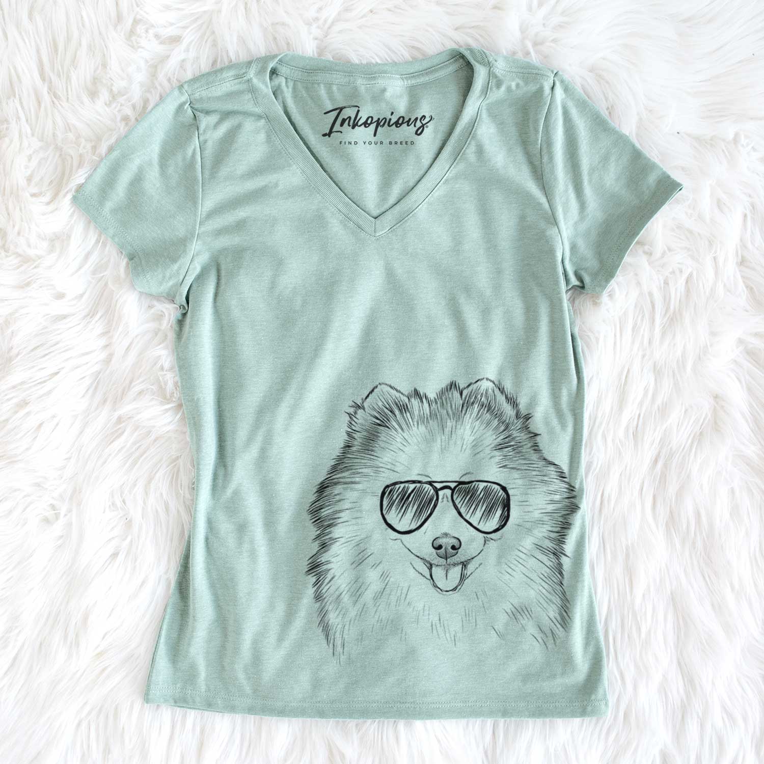 Aviator Piper Jo the Pomeranian - Women's V-neck Shirt