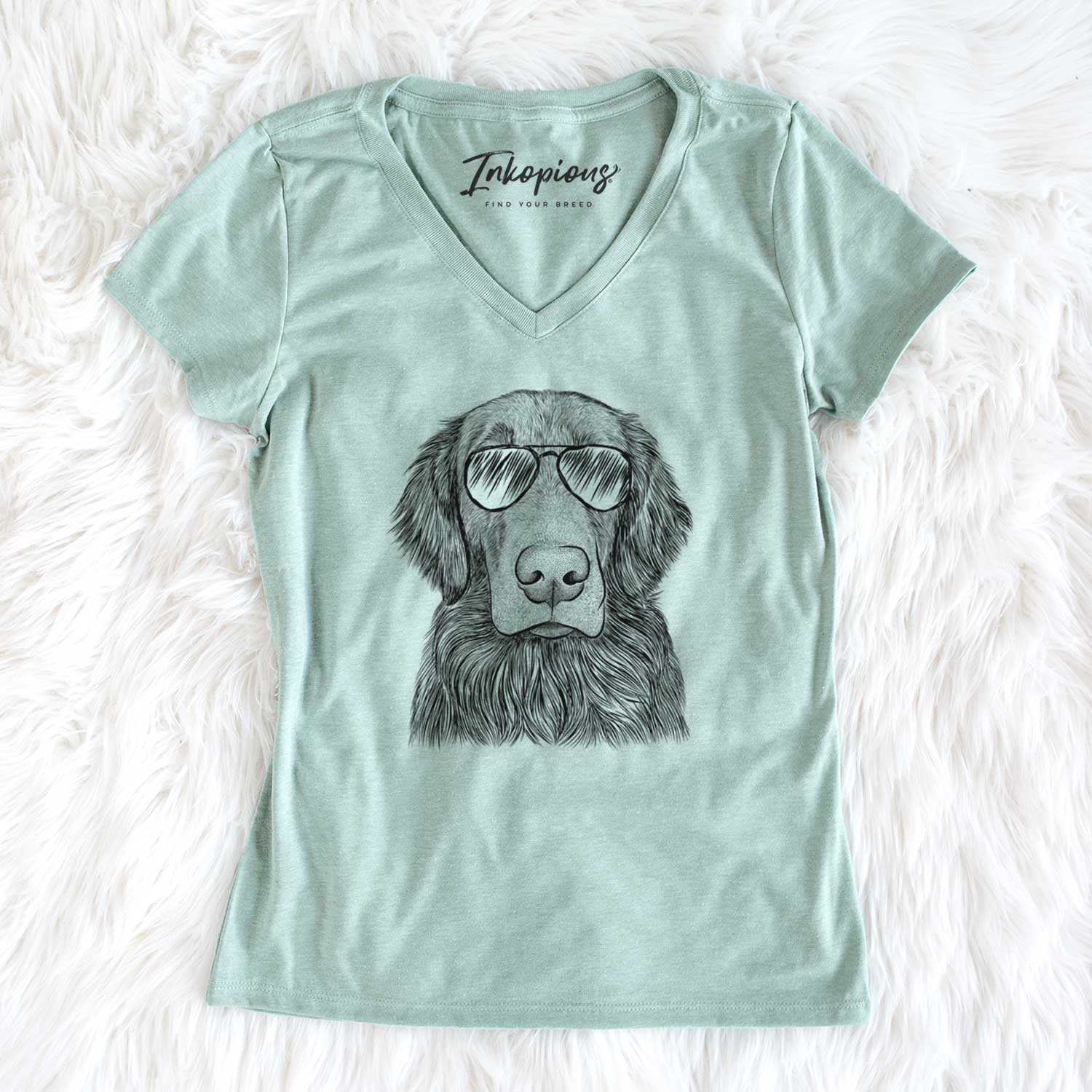 Aviator Pippin the Flat Coated Retriever - Women's V-neck Shirt