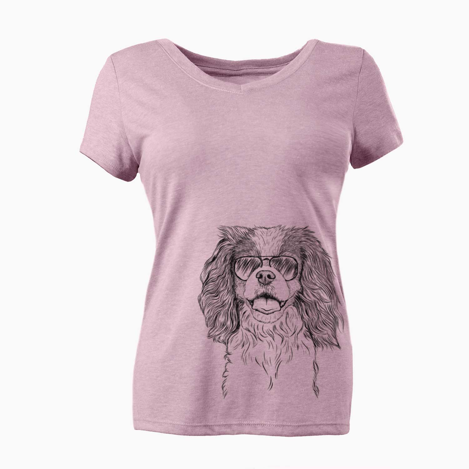 Aviator Poppy the Cavalier King Charles Spaniel - Women's V-neck Shirt