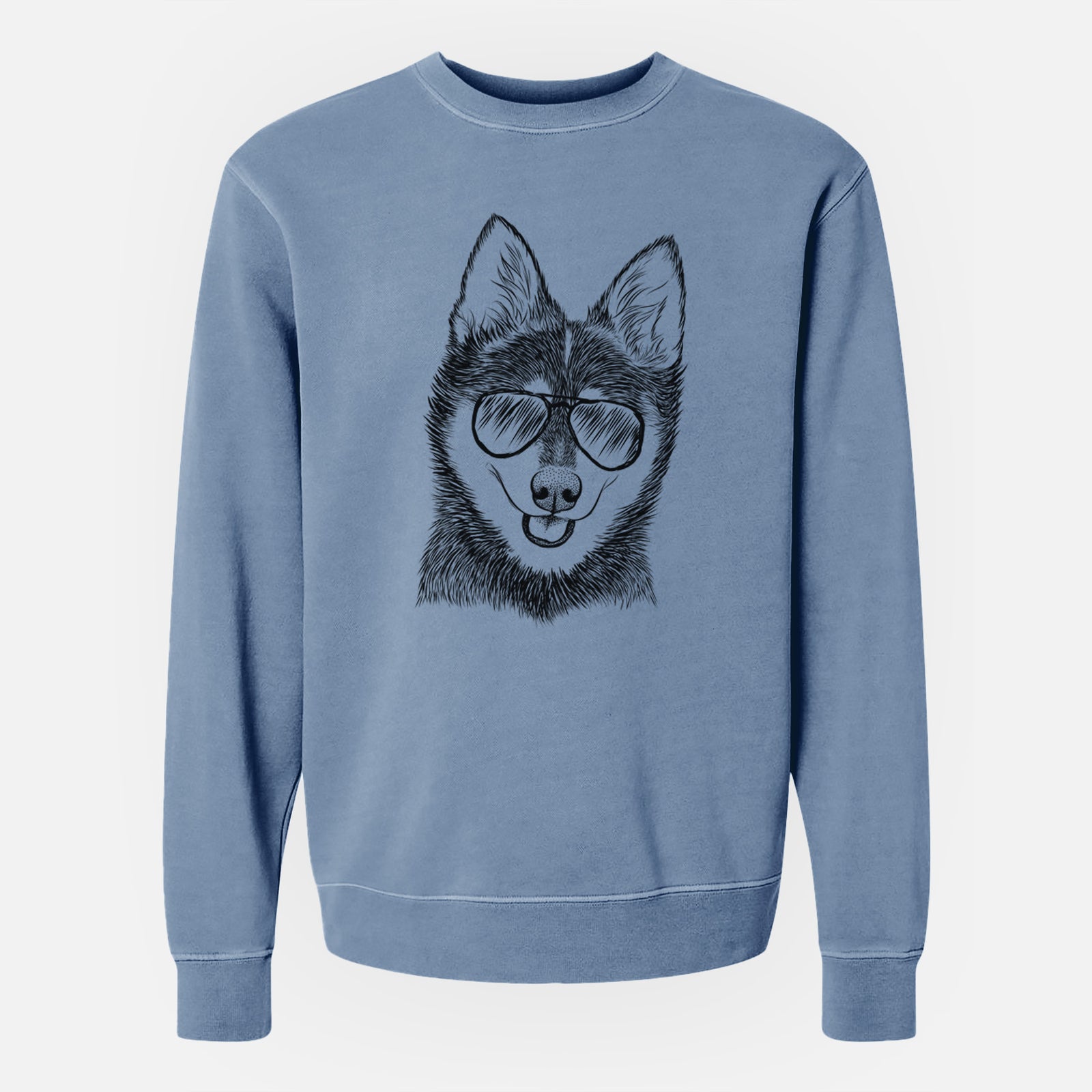 Aviator Posey the Alaskan Klee Kai - Unisex Pigment Dyed Crew Sweatshirt