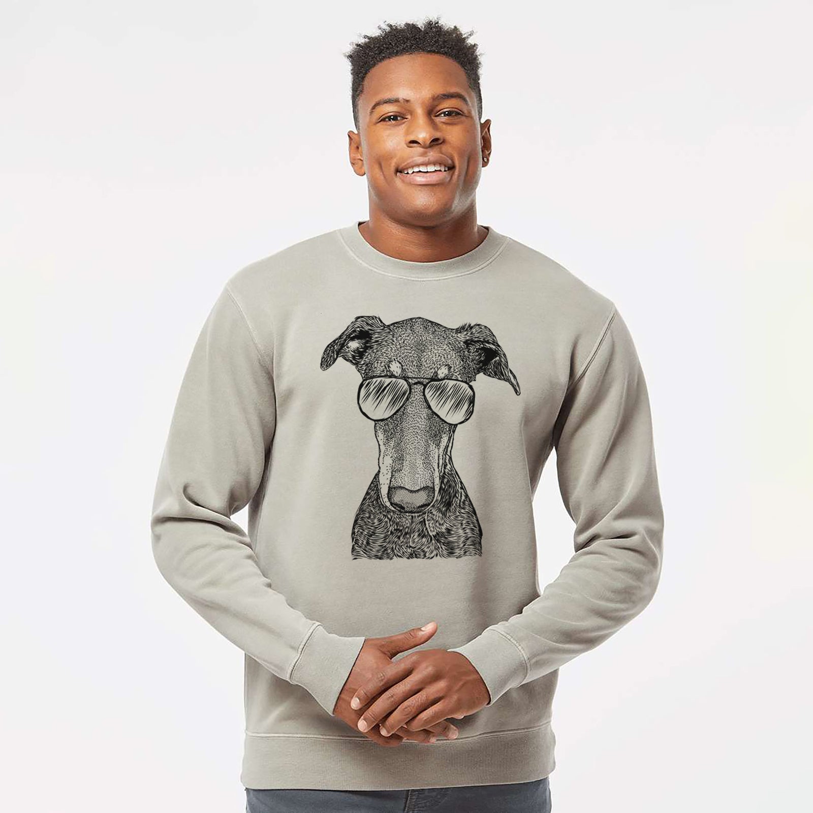 Aviator Princess Fiona the Doberman Pinscher - Unisex Pigment Dyed Crew Sweatshirt