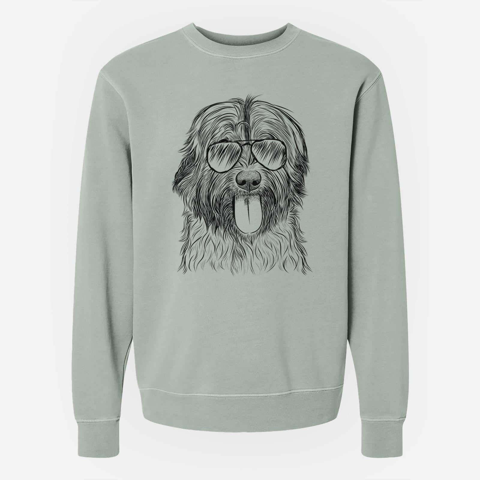 Aviator Puig the Catalan Sheepdog - Unisex Pigment Dyed Crew Sweatshirt