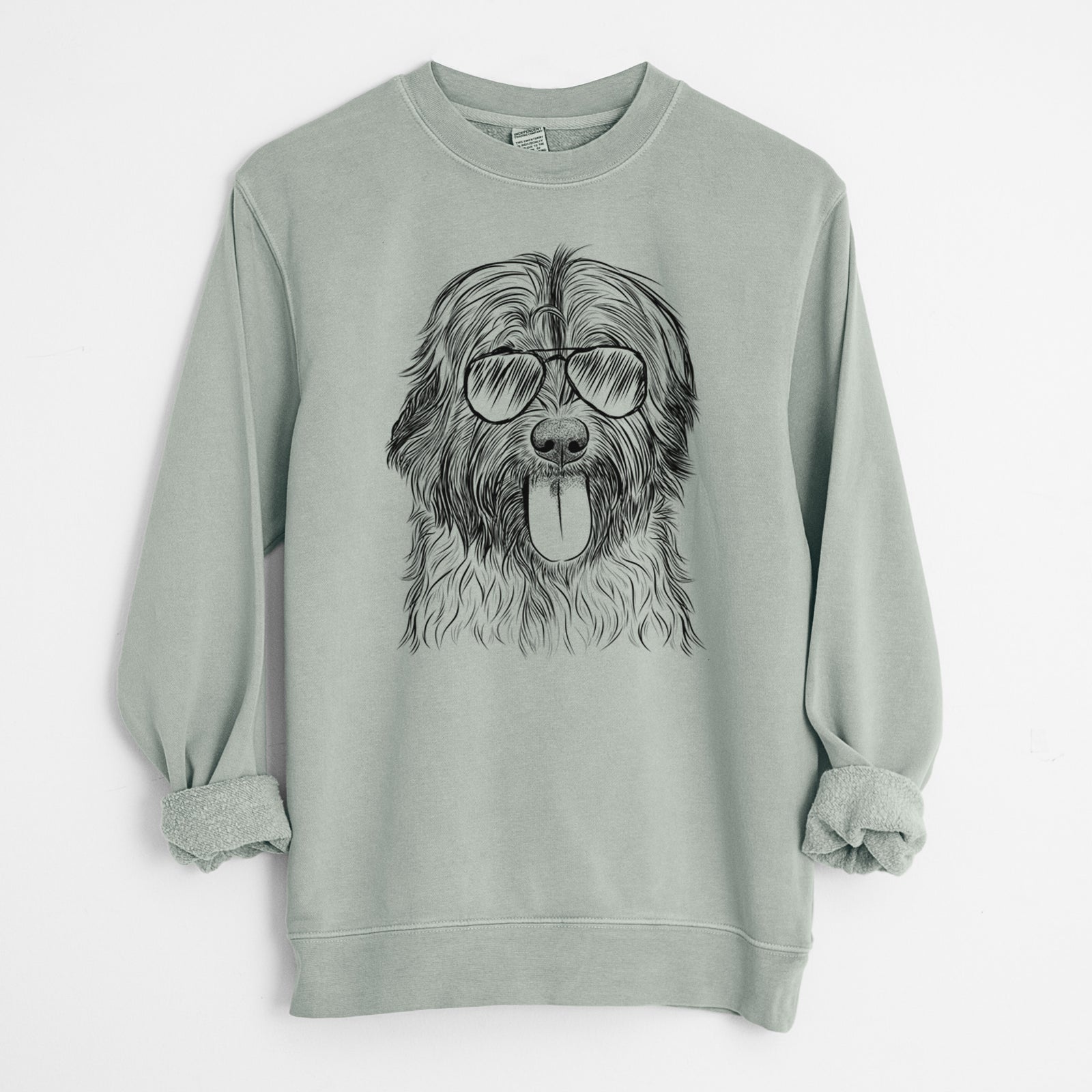 Aviator Puig the Catalan Sheepdog - Unisex Pigment Dyed Crew Sweatshirt