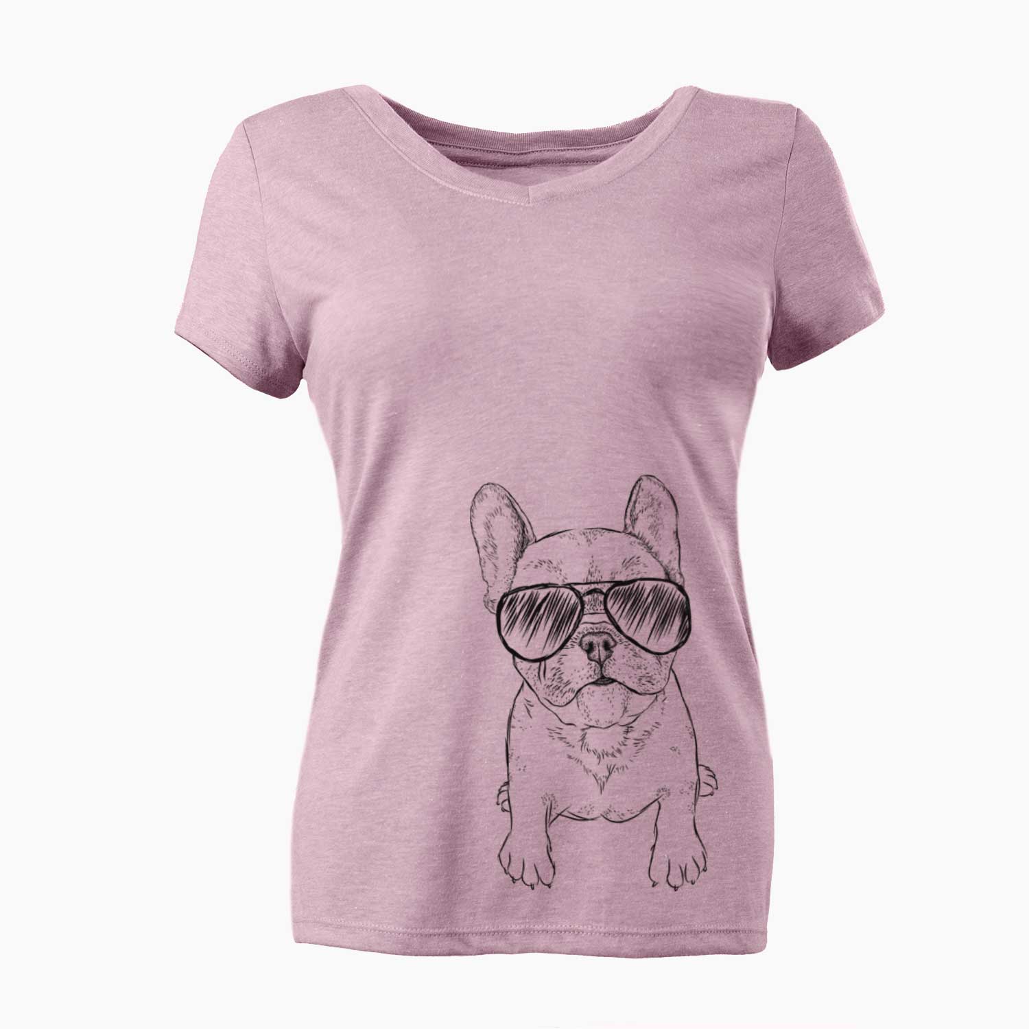 Aviator Puppy Pierre the French Bulldog - Women's V-neck Shirt