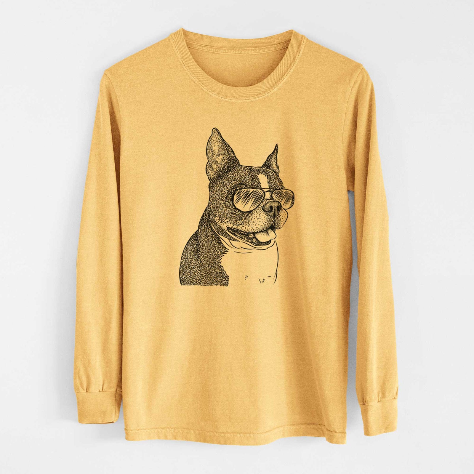 Aviators Ralphie the Boston Terrier - Heavyweight 100% Cotton Long Sleeve