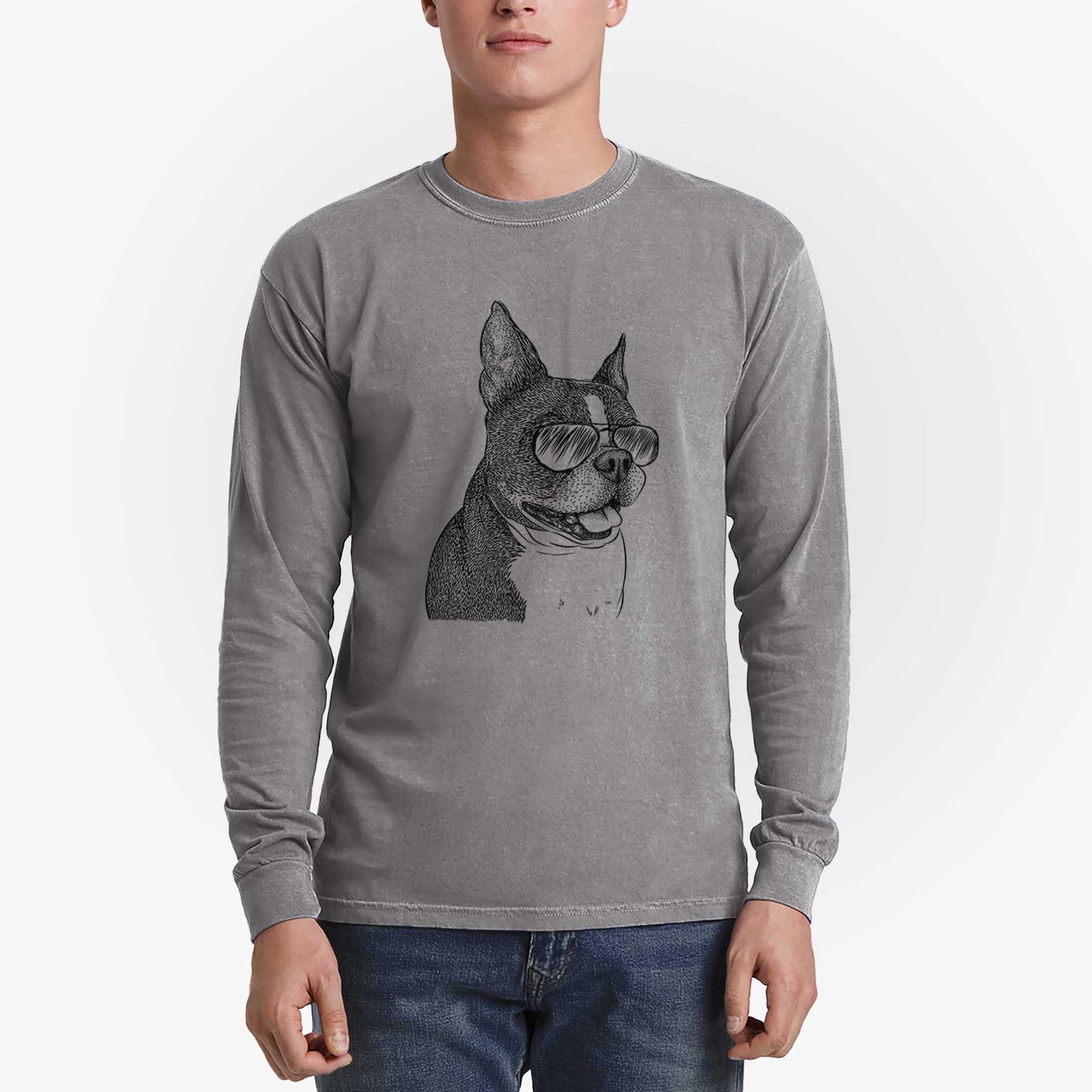 Aviators Ralphie the Boston Terrier - Heavyweight 100% Cotton Long Sleeve