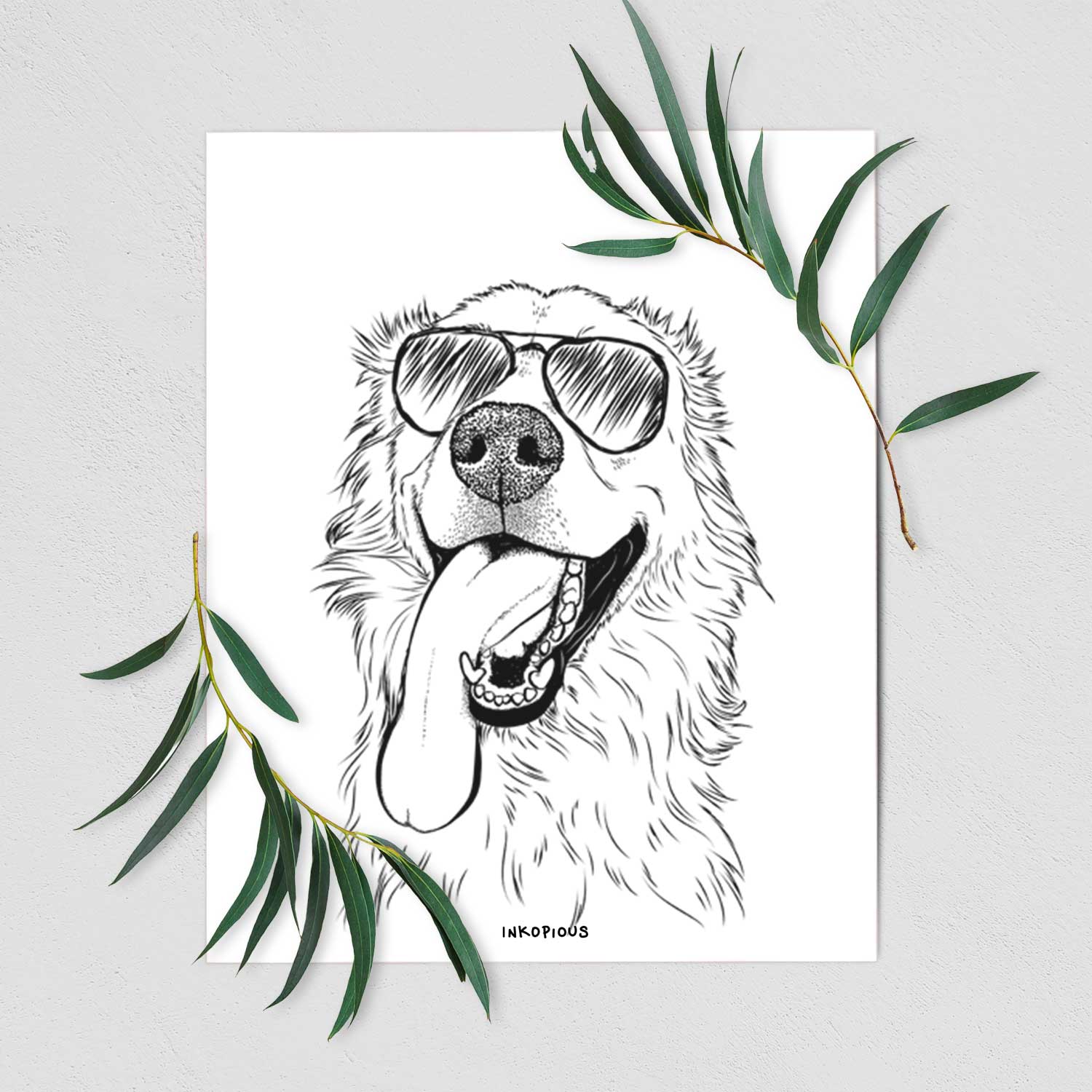 Ranger the Great Pyrenees Golden Retriever Mix Art Print