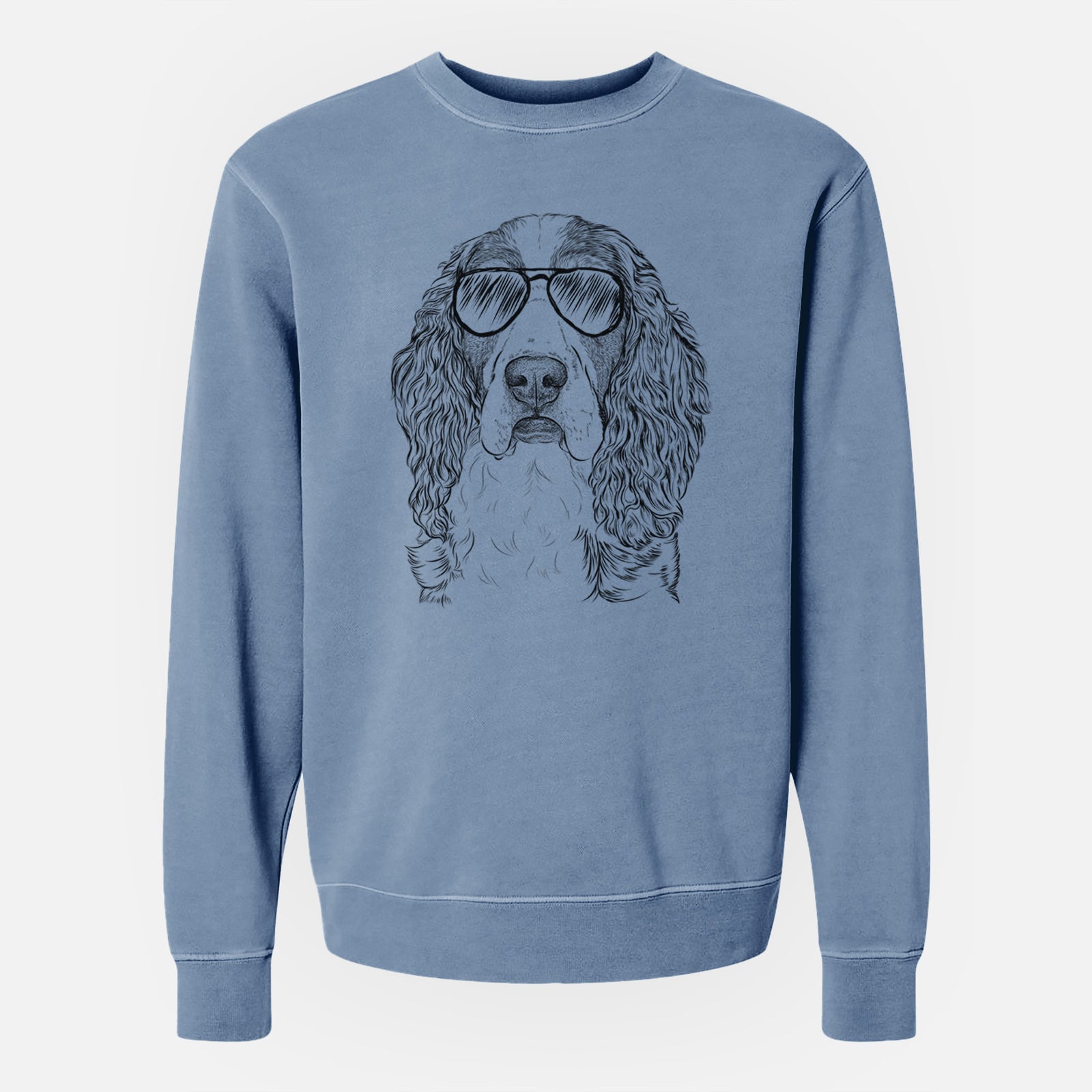 Aviator Red the English Springer Spaniel - Unisex Pigment Dyed Crew Sweatshirt