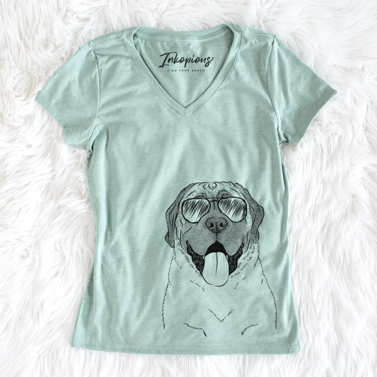 Aviator Remmie the English Mastiff - Women's V-neck Shirt