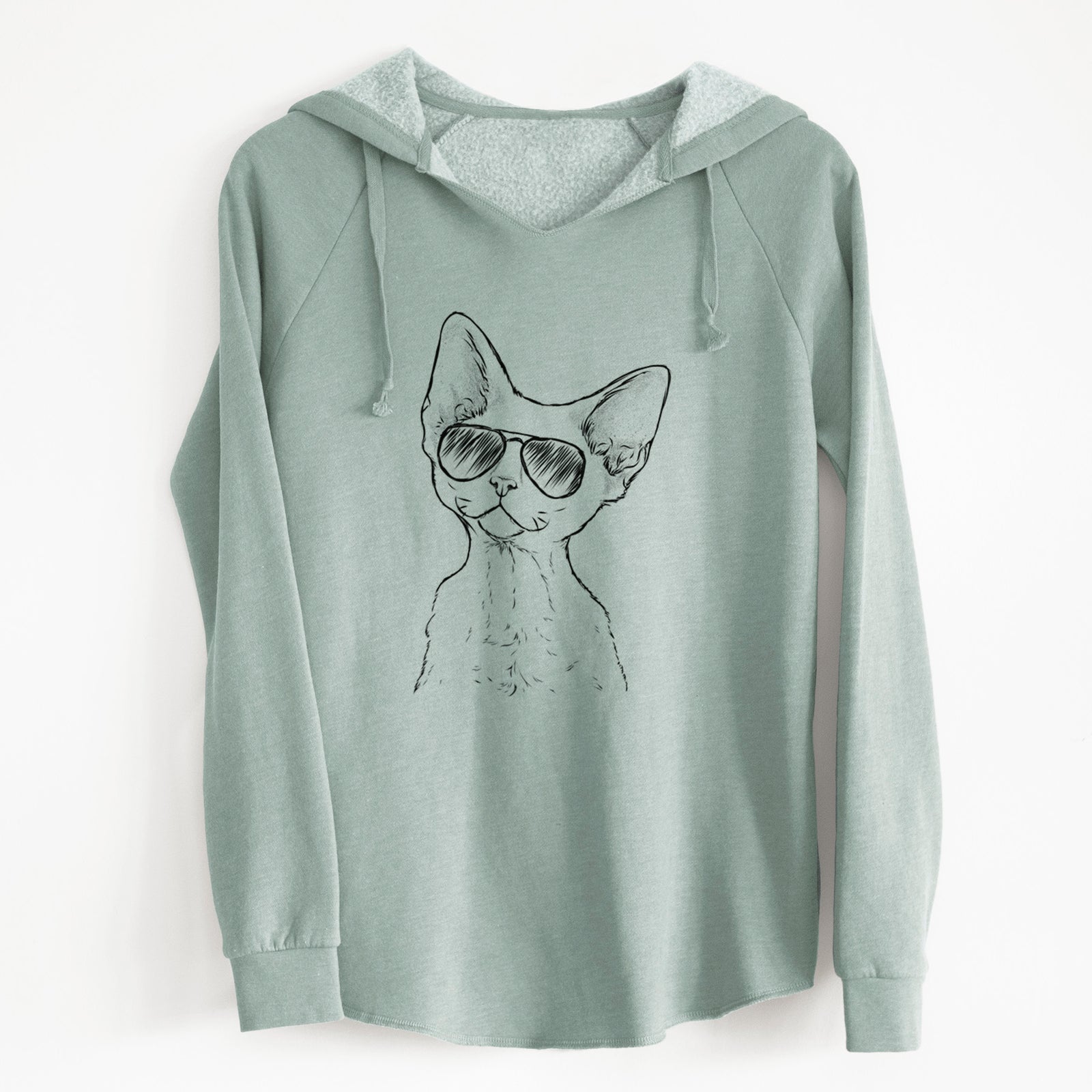 Aviator Ripley the Devon Rex Cat - Cali Wave Hooded Sweatshirt